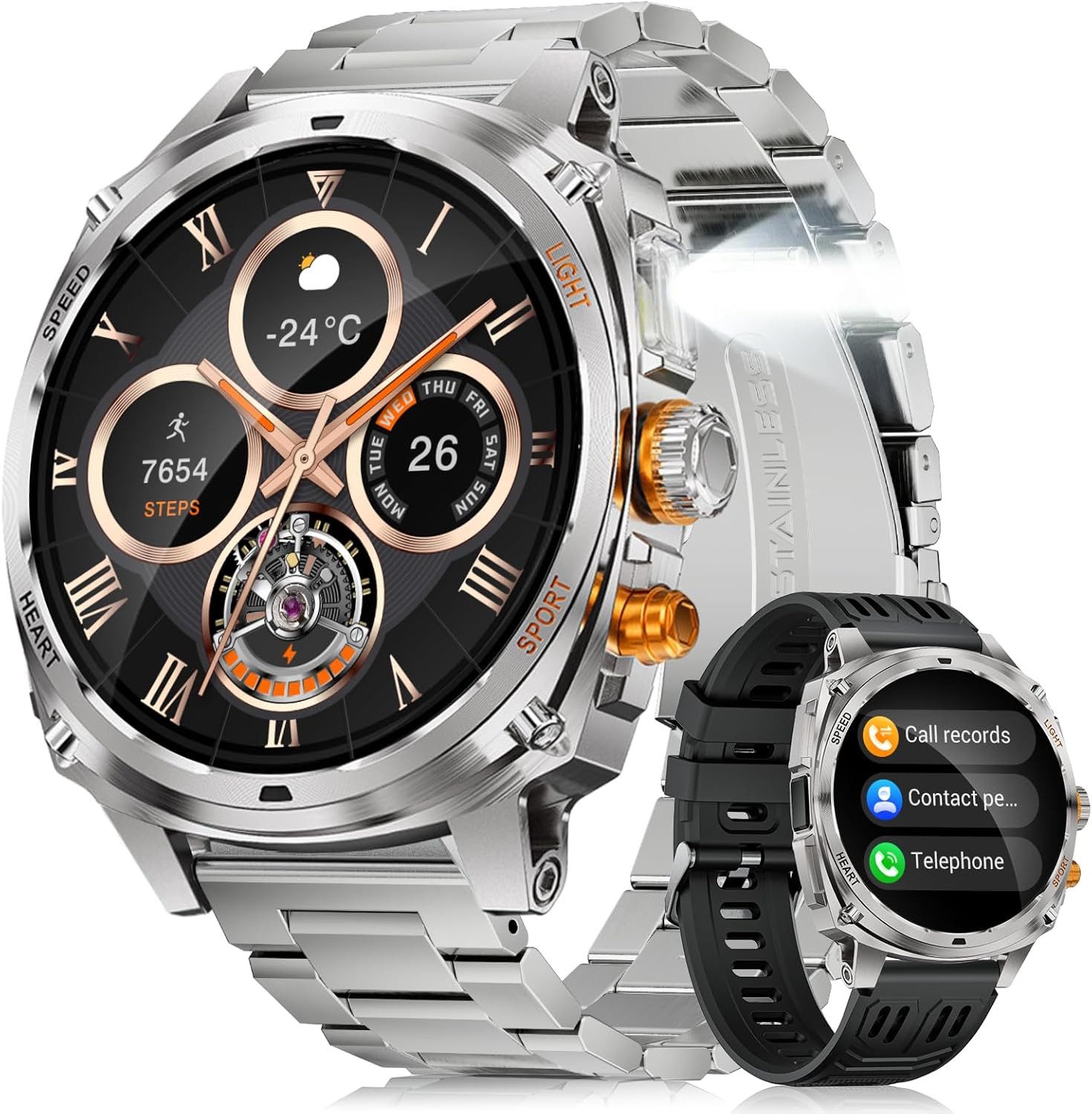 FoxBox ‎ TX5-H Smartwatch (4,4 cm, android ios), Outdoor Smartwatch Herren mit 1.75" AMOLED Display und 800 mAh