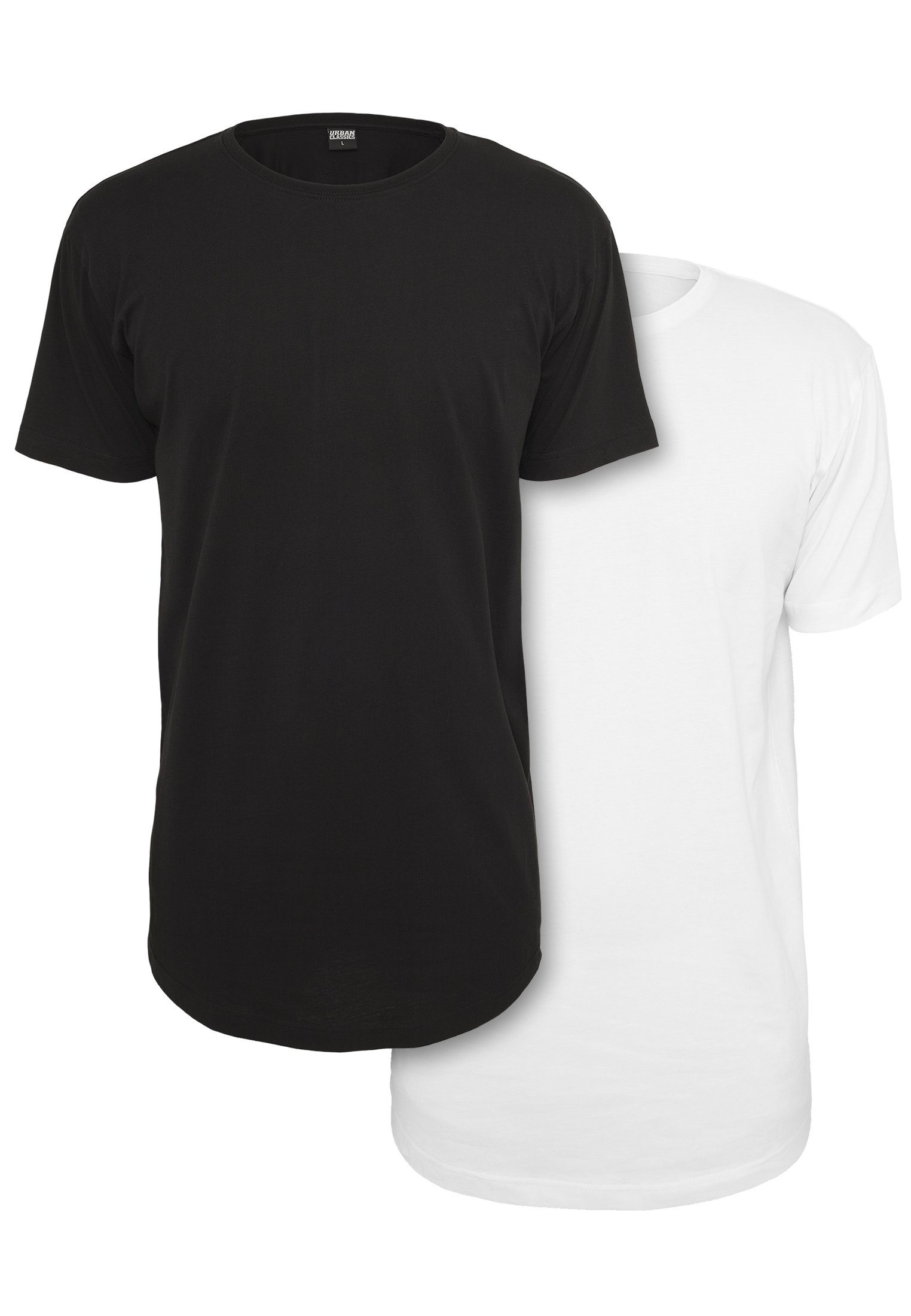 URBAN CLASSICS T-Shirt Herren Pre-Pack Shaped Long Tee 2-Pack (1-tlg) black white