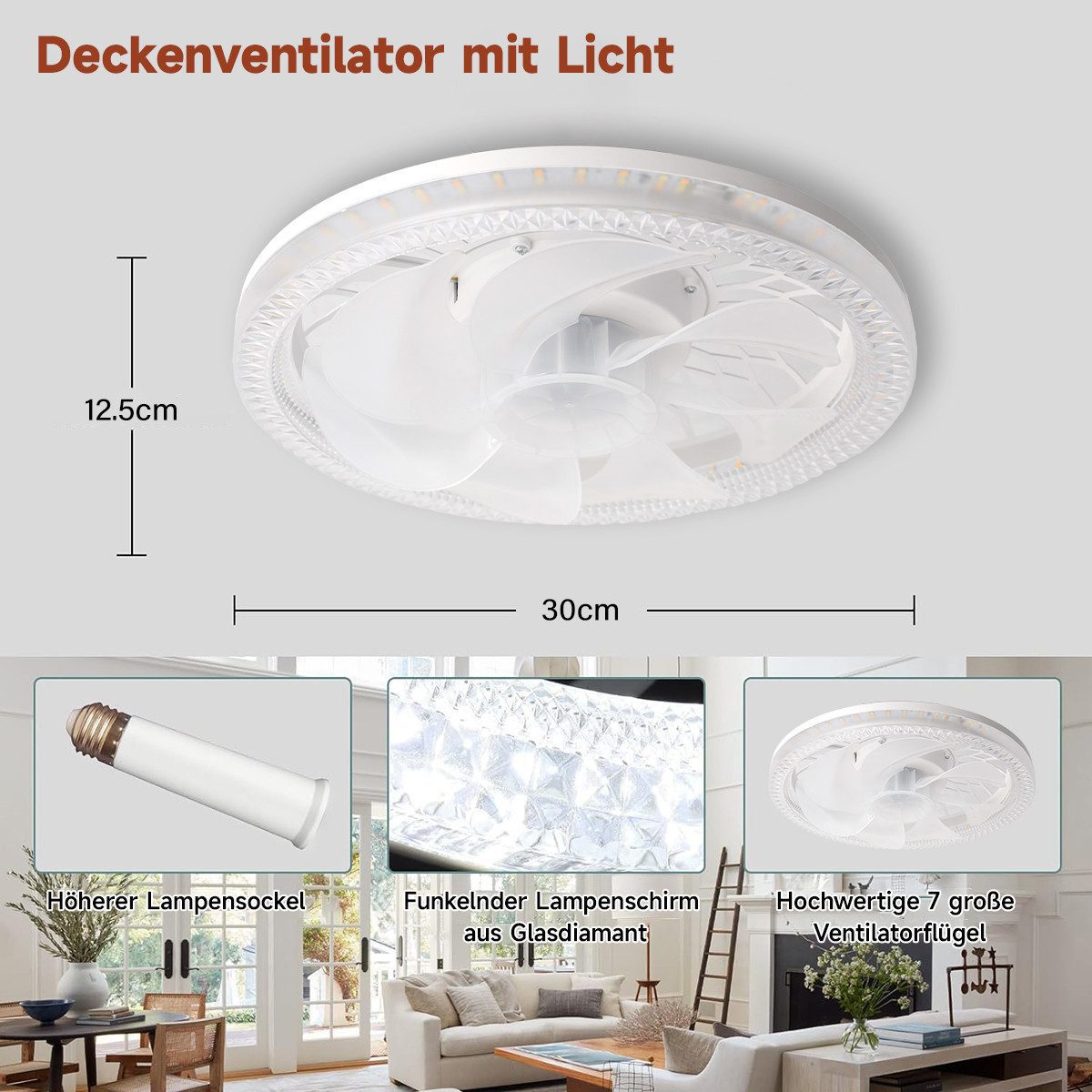 ZEUOPQ Deckenventilator Deckenventilator mit LED-Licht Fernbedienung günstig online kaufen