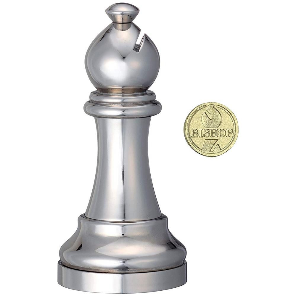 Bartl Spiel Cast Puzzle Chess Bishop Metallpuzzle mit Münze, Cast Puzzle Chess Bishop (Läufer), Versteckte Münze, Metallmechanismus, Schachfigur, Brainteaser