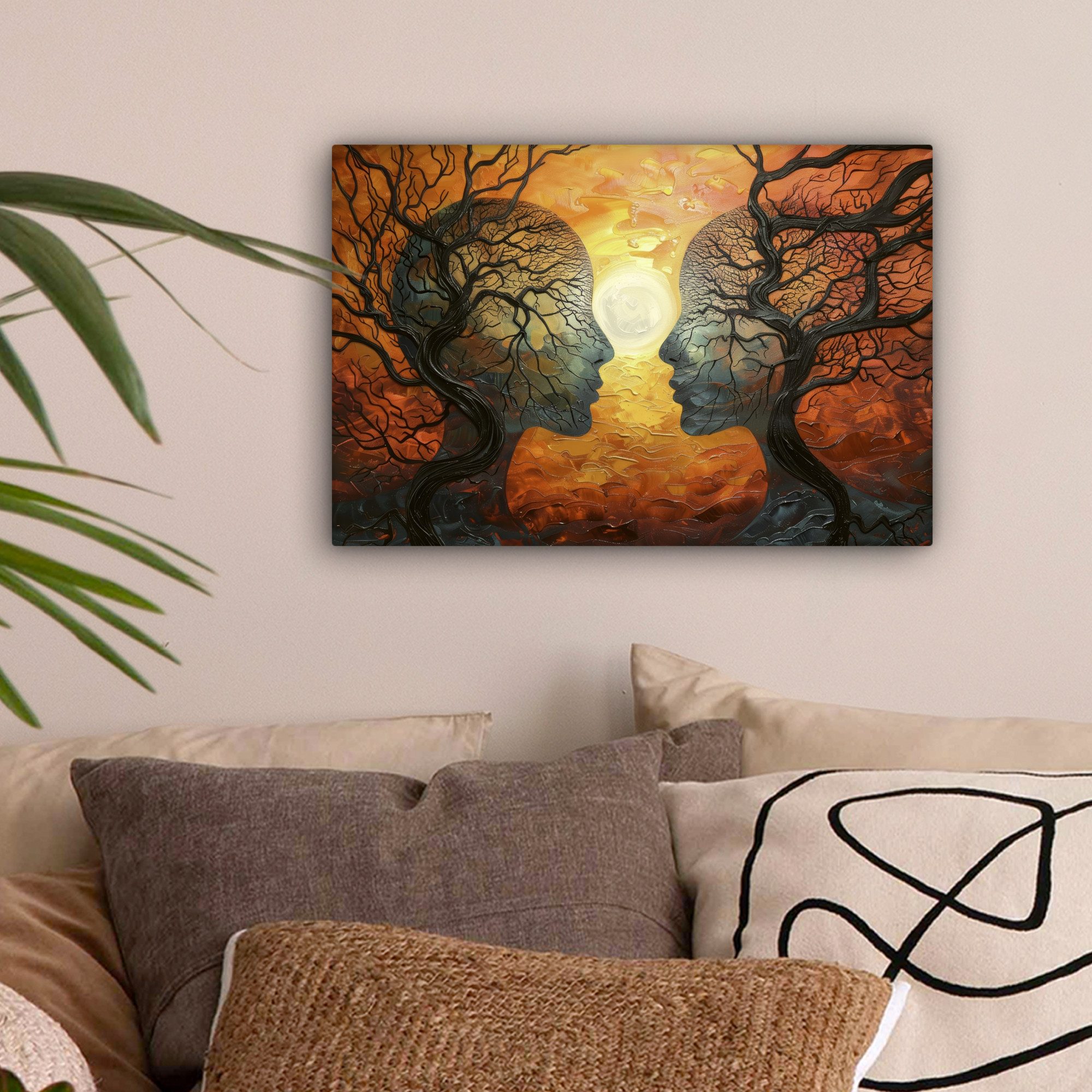 OneMillionCanvasses® Leinwandbild Bäume - Gesichter - Sonne - Kunst, Fotodr günstig online kaufen