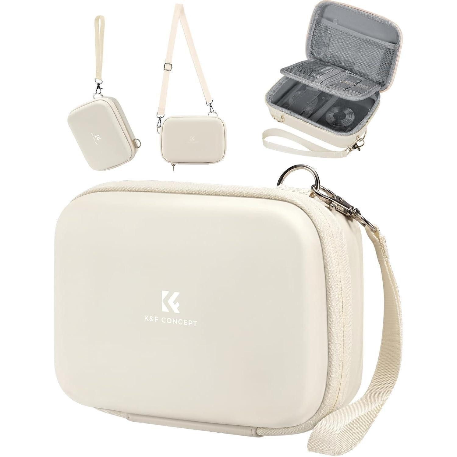 LuxusKollektion Kameratasche Digitalkamera Tasche Eva-Hartschalendesign Beige mit Trageriemen