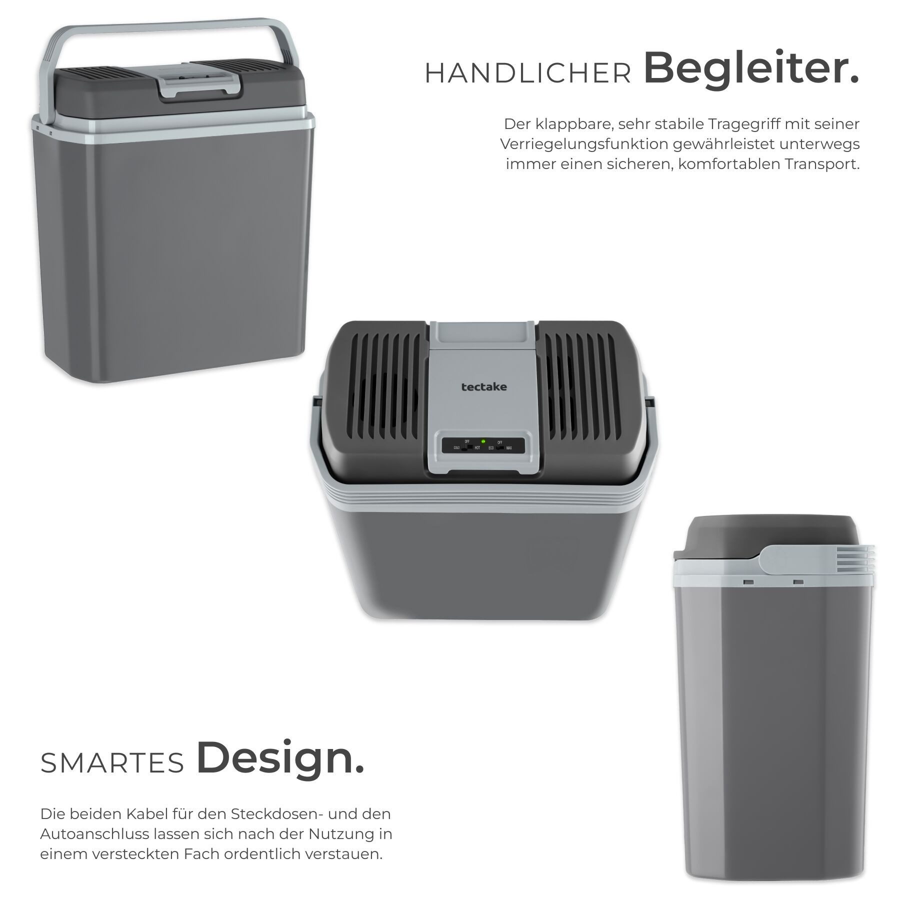 tectake Kühlschrank Kühlschrank, 42,50 cm hoch, 40,00 cm breit, robustes Kunststoffgehäuse, Steckdosen- und Autoanschluss