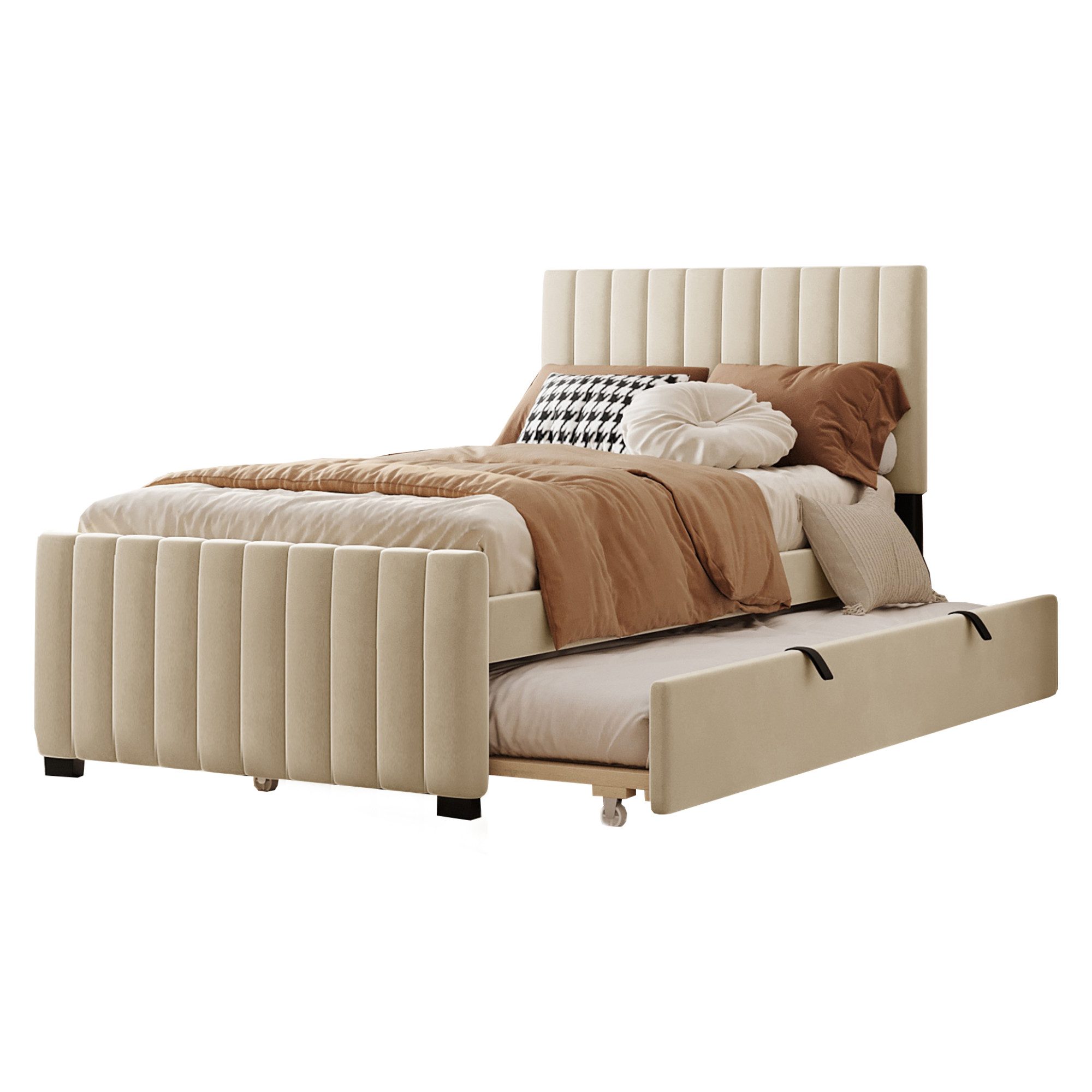 HAUSS SPOLE Polsterbett 90x190 cm mit Ausziehbett 90x190 Samtstoff Kinderbe günstig online kaufen