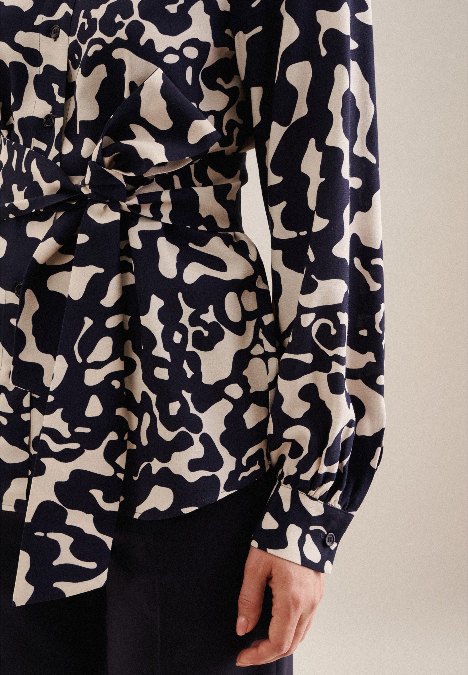 seidensticker Hemdbluse Schwarze Rose Langarm Kragen Animal