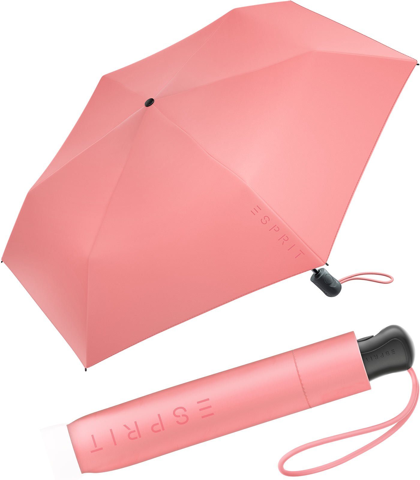 Trendfarben in und stabil, Taschenregenschirm Damen leicht neuen koralle Auf-Zu Easymatic 2022, Automatik Esprit FJ Slimline den