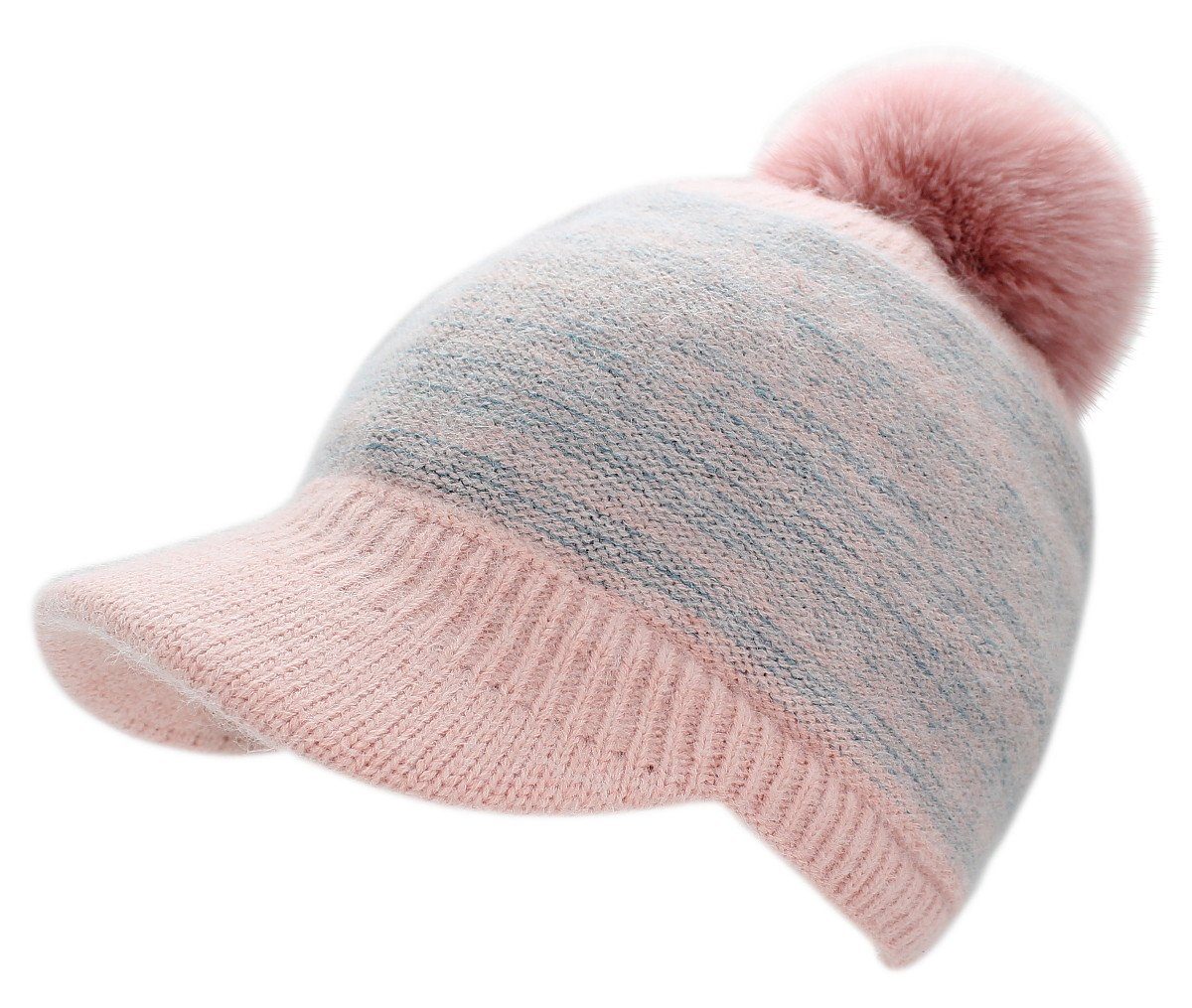 dy_mode Strickmütze Damen Schirmmütze Gefüttert zweifarbige Strickmütze mit günstig online kaufen