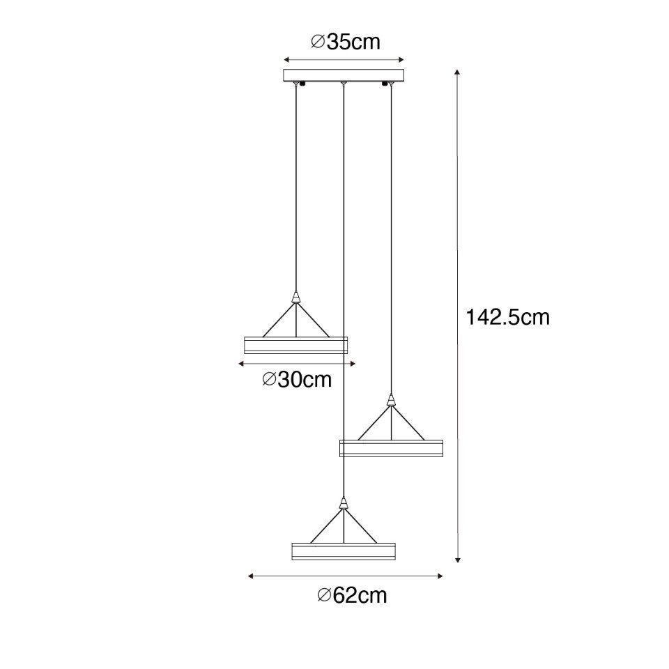 Qazqa Pendelleuchte Lyani, LED fest integriert, Extra-Warmweiß, QAZQA Hängeleuchte, integrated, Stahl, Aluminium, Design