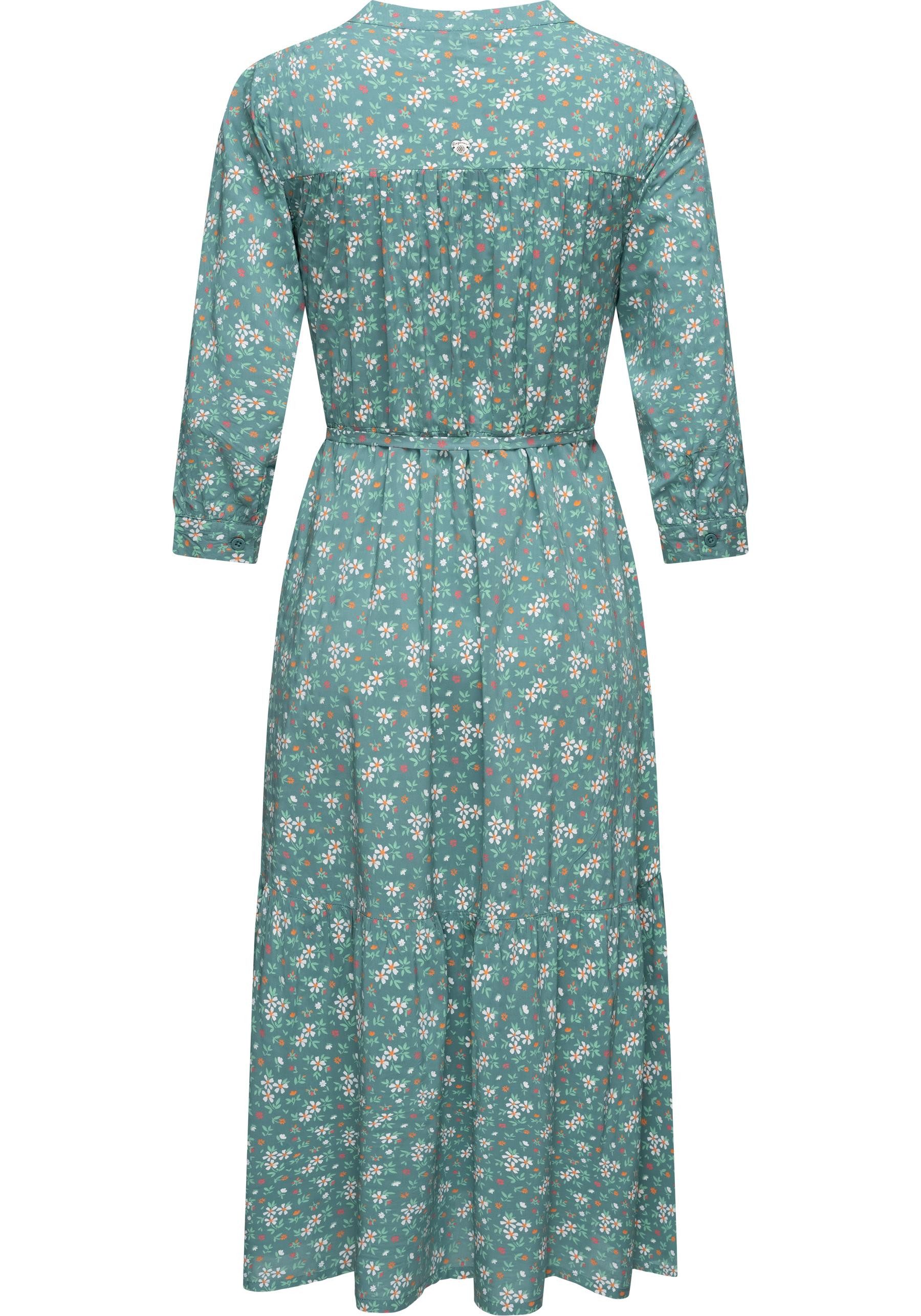 Ragwear Maxikleid Meve Leichtes Langarmkleid mit Blumenmuster
