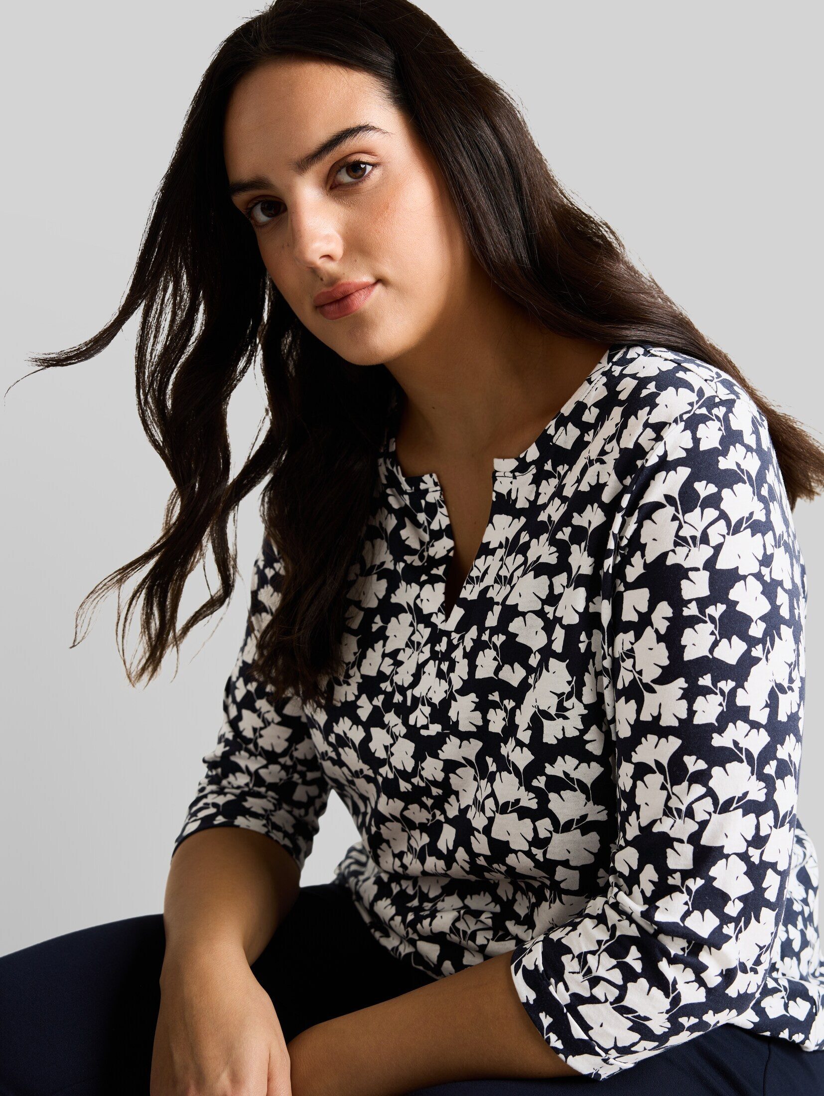 TOM TAILOR PLUS 3/4-Arm-Shirt T-Shirt Plus Size - Langarmshirt mit Muster – Bild 4 von 5