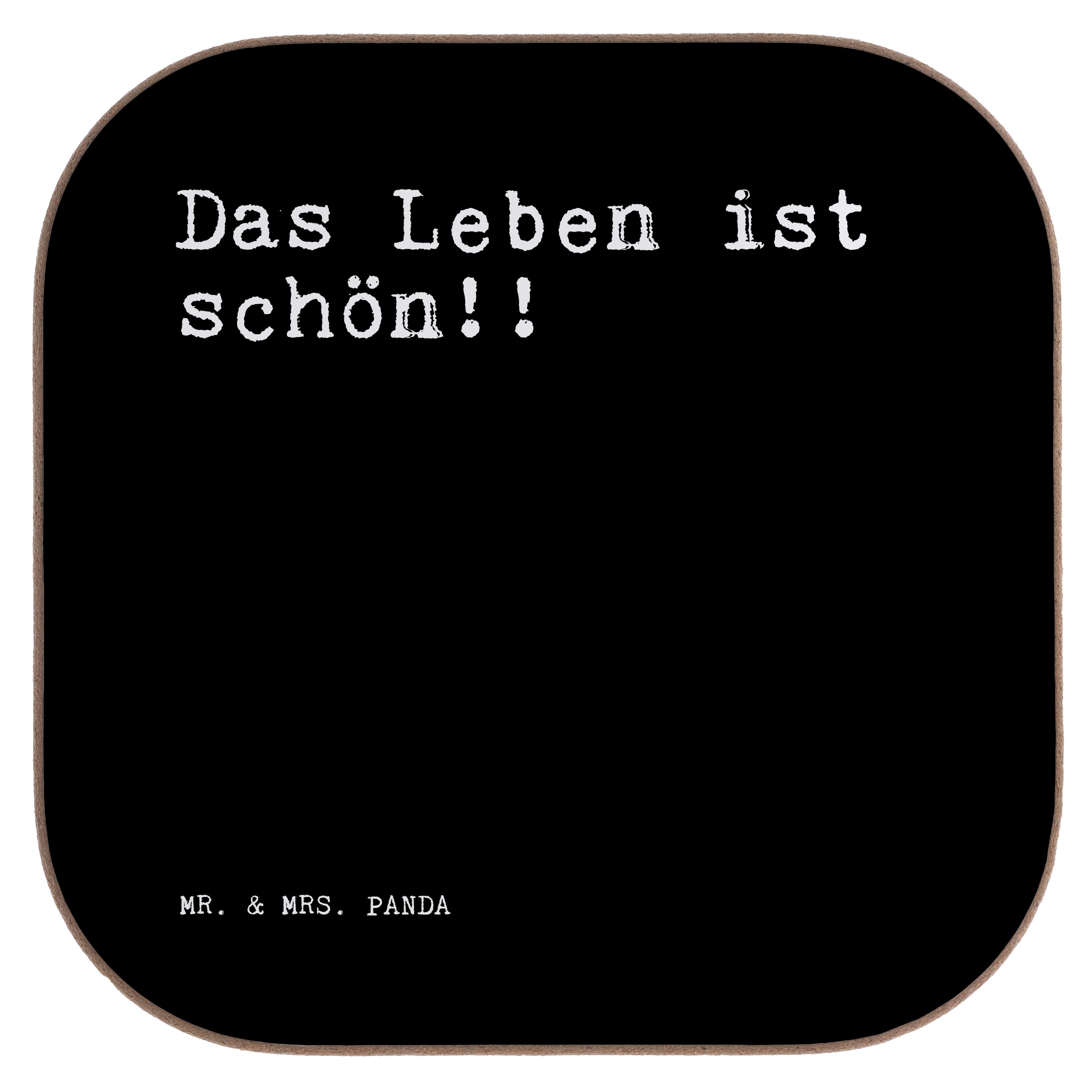 Mr. & Mrs. Panda Getränkeuntersetzer Das Leben ist schön!!... Schwarz