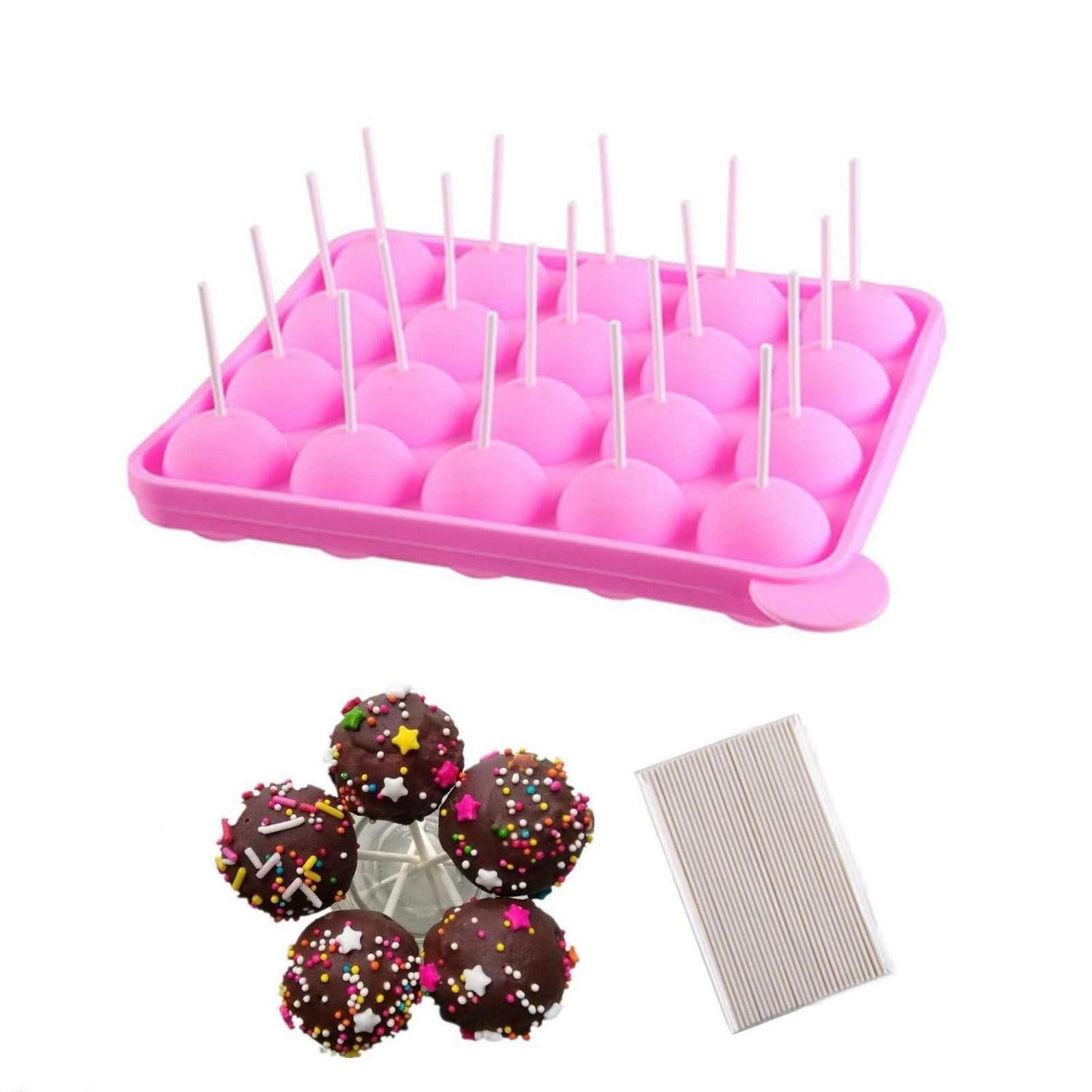 LuxusKollektion Cake-Pop-Form Cake Pop Form Silikon 20 Hohlräume mit 100 Stielen