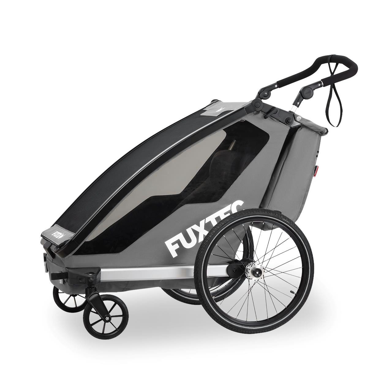 FUXTEC Fahrradkinderanhänger FX-FA1neu, faltbar, für 2 Kinder geeignet, mit 5-Punkt-Sicherheitsgurte