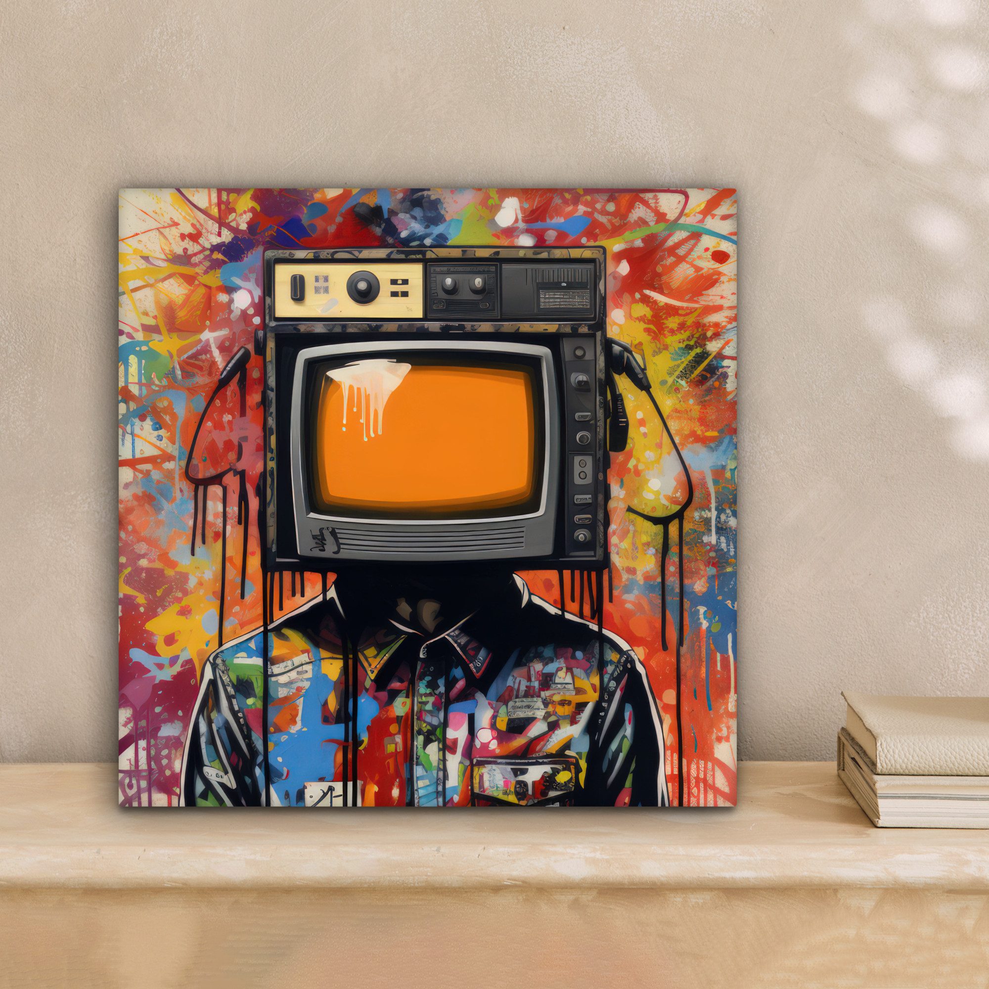 OneMillionCanvasses® Leinwandbild Fernsehen - Graffiti - günstig online kaufen