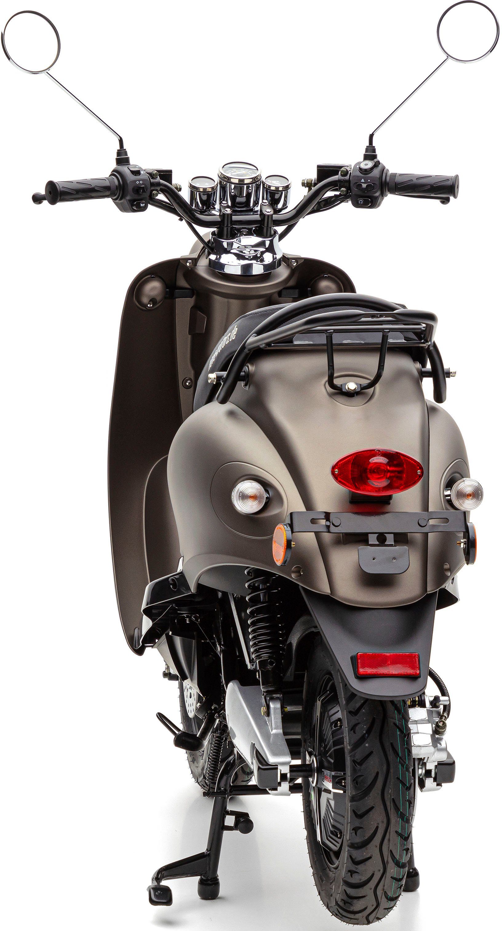 Nova 2000 schwarz E-Motorroller Motors härteverstellbare Star km/h, hinten W, eRetro Li, 45 | Dual-Stoßdämpfer braun