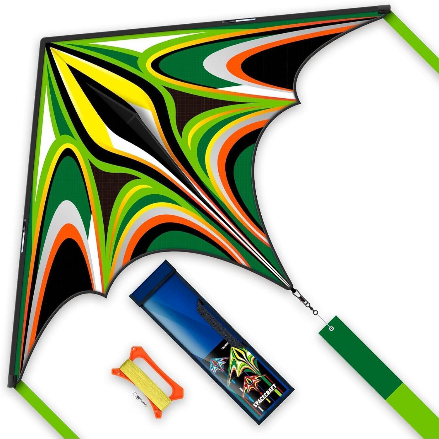 LuxusKollektion Flug-Drache Winddrachen Delta Kinder Erwachsene Strand 1.4M Power Triancle-Green