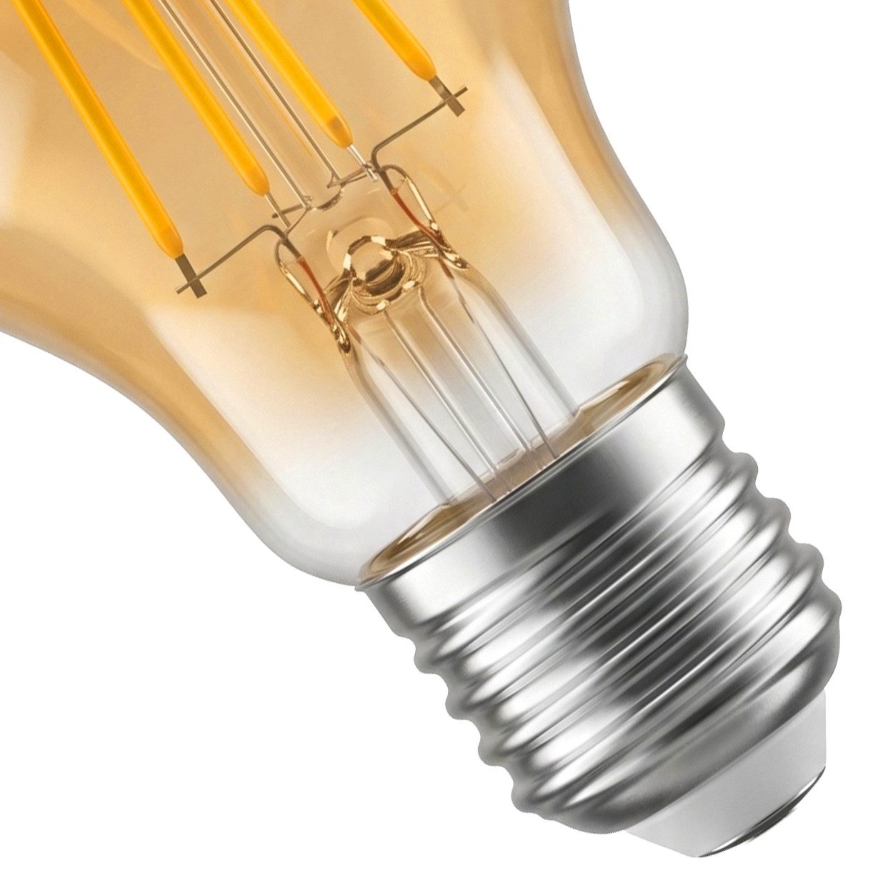 hofstein LED-Leuchtmittel 4er Set Glühbirne Extra Warmweiß dimmbar 7 Watt, E27, 2200 Kelvin, 630 Lumen, Klassisch, Filament, Amber – Bild 4 von 5