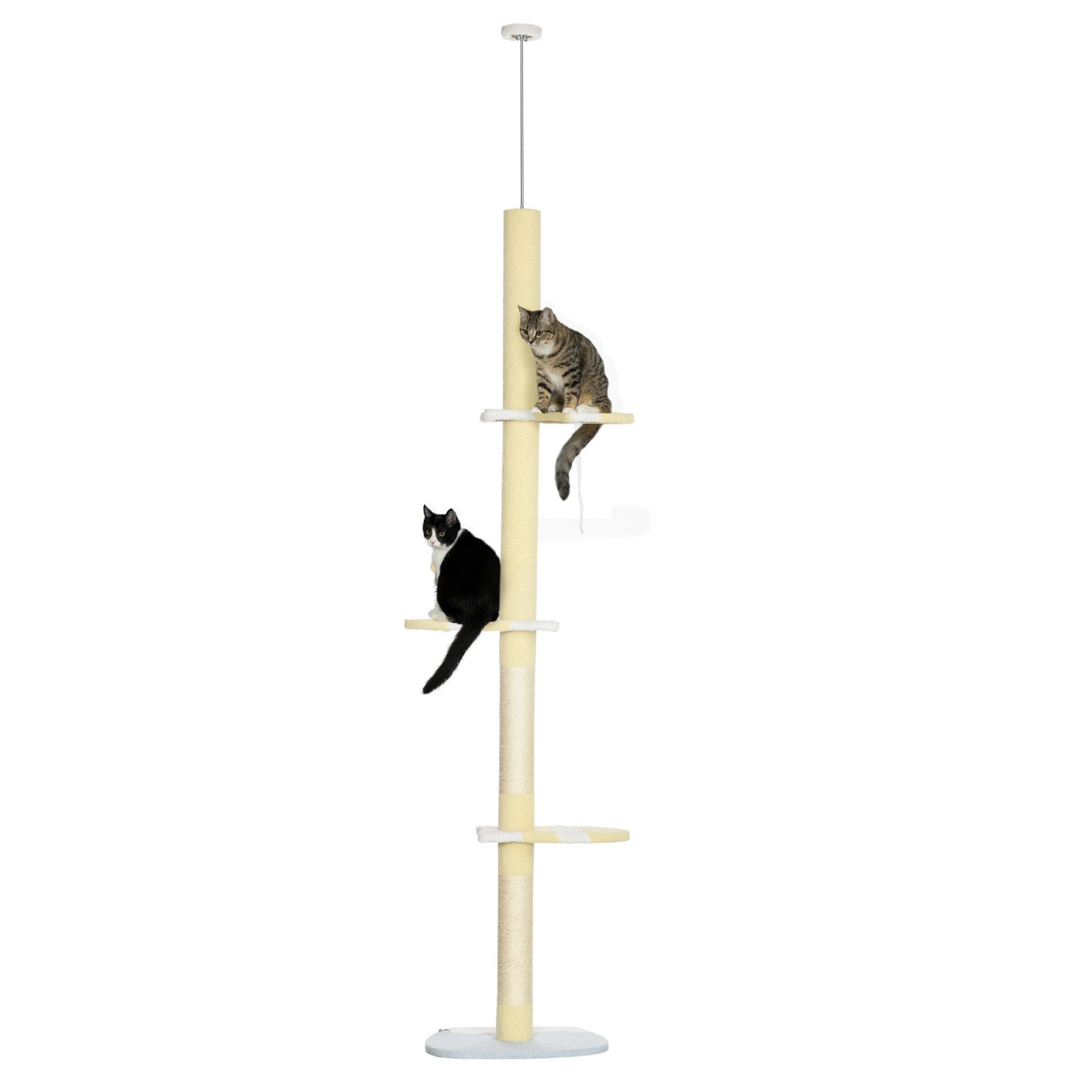 Kratzbaum Deckenhoch, 220-260 cm, mit Spielball, Katzenbaum höhenverstellbar