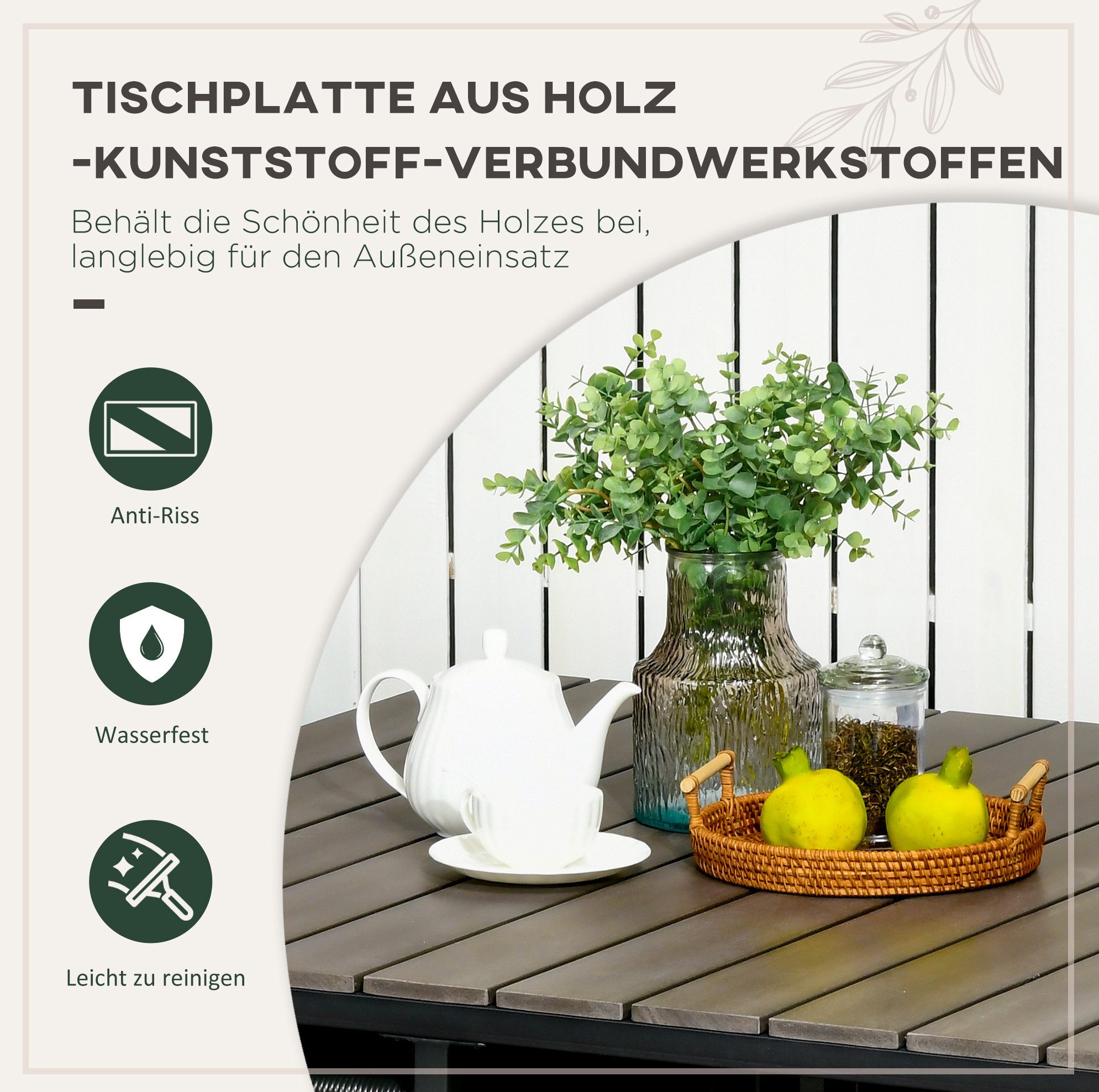 OKWISH Sitzgruppe 5‑tlg. Polyrattan-Gartenmöbel-Set mit 4 Stühlen & Beistelltisch, (Set, 5-tlg., 50.5x49.5x67cm & 110x110x75 cm für Balkon, Terrasse & Garten), Outdoor-Speiseset für gemütliche Runden mit Familie & Freunden