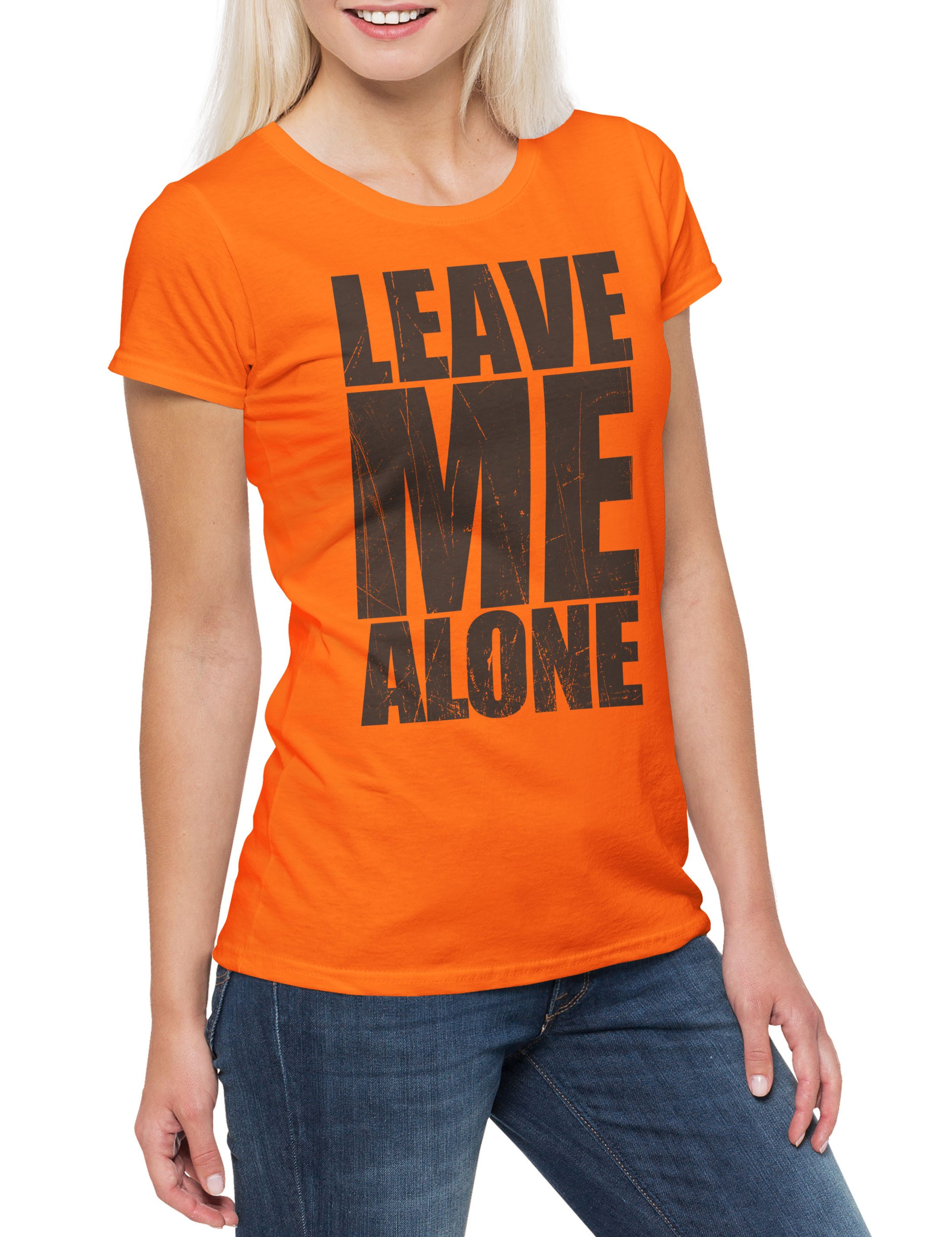Print-Shirt Leave Me Alone Damen T-Shirt Misantroph Einzelgänger Pessimist