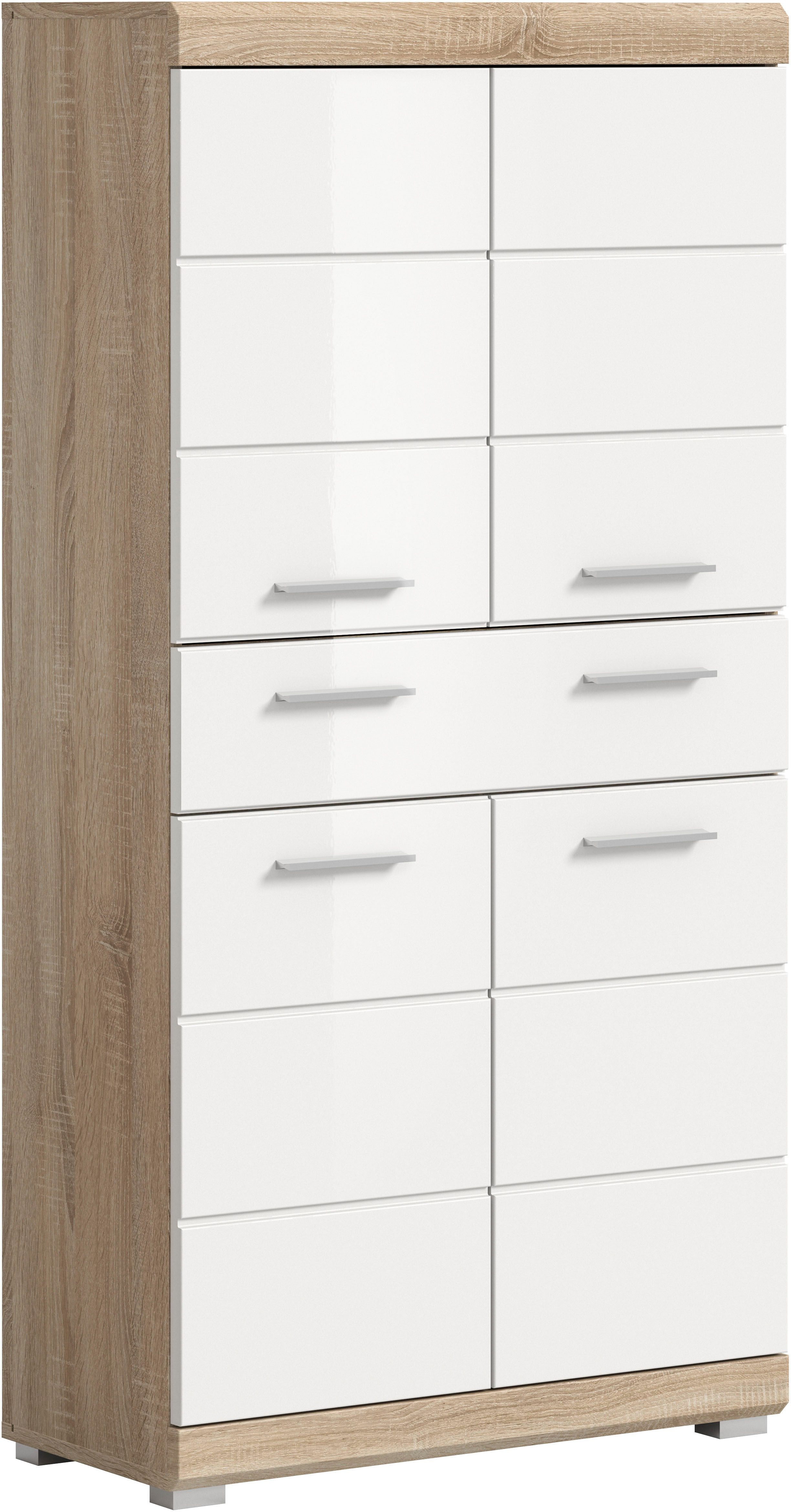 welltime Midischrank SIENA, Breite 74cm, 4 Türen, 1 Schubkasten, 4 Fächer, MDF-Front (TOPSELLER) in verschiedenen Farben erhältlich, Badmöbel, Badschrank, Schrank, Bad