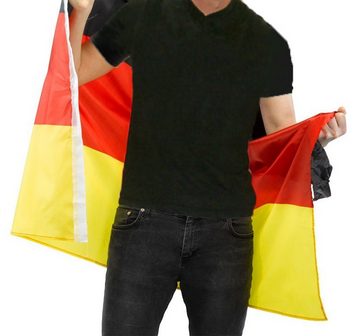 Karneval-Klamotten Kostüm Poncho Cape Umhang Deutschland mit Perücke Locken, Weltmeisterschaft WM EM Fan Artikel Fußball Party