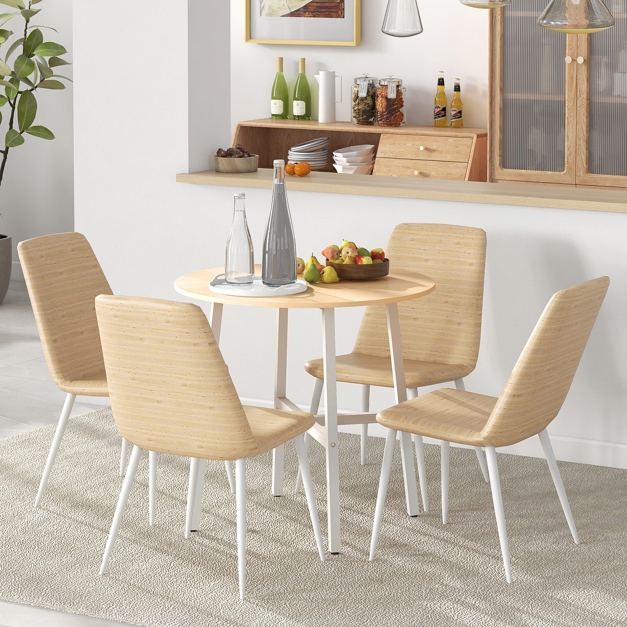 HOMCOM Esstisch Industriller Tisch für 4 Personen Esszimmertisch für Küche, Esszimmer (Küchentisch, 1-St., Wohnzimmertisch), für Esszimmer, Küche, Stahl, Naturholz, 80 x 80 x 76 cm