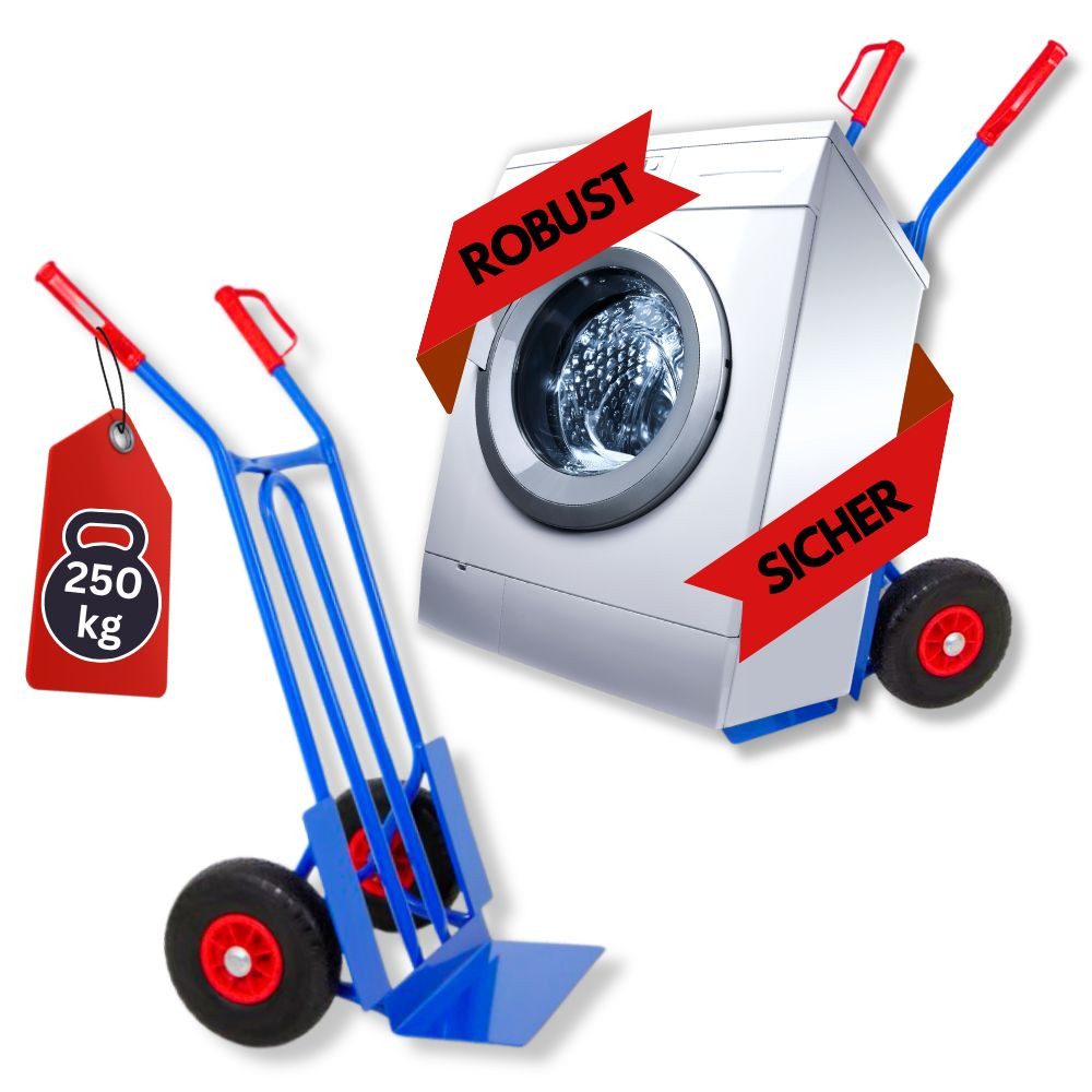 PROREGAL® Sackkarre RHINO XL Schaufel Traglast 250kg HxBxT 104x60x50cm Blau, Stabile Sackkarre Transportkarre Staplerkarre hohe Traglast