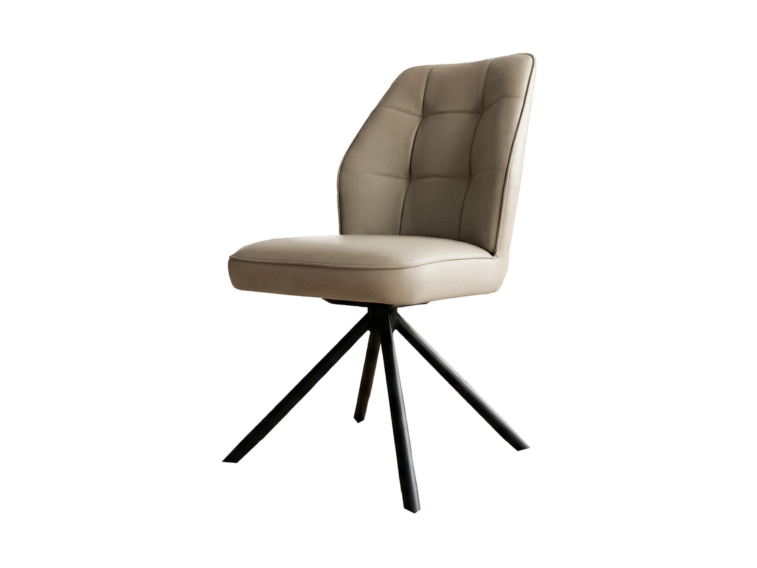 Massivart® Polsterstuhl Echtleder drehbar 360 Grad / Esszimmerstuhl »BRAGA«, mit Nivellierung · Metallgestell schwarz pulverbeschichtet