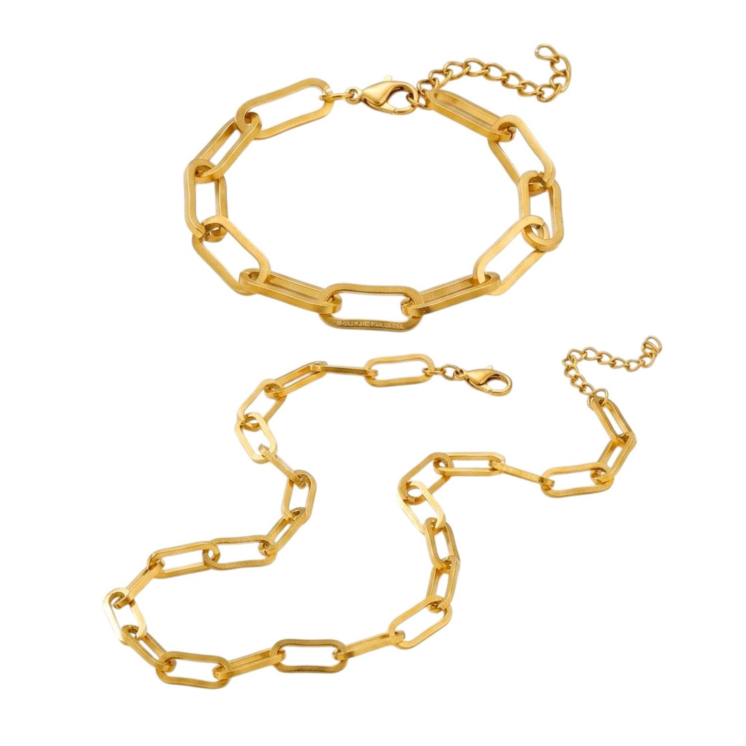 Schmuckset Damen Gold Edelstahl vergoldet Halskette und Armband