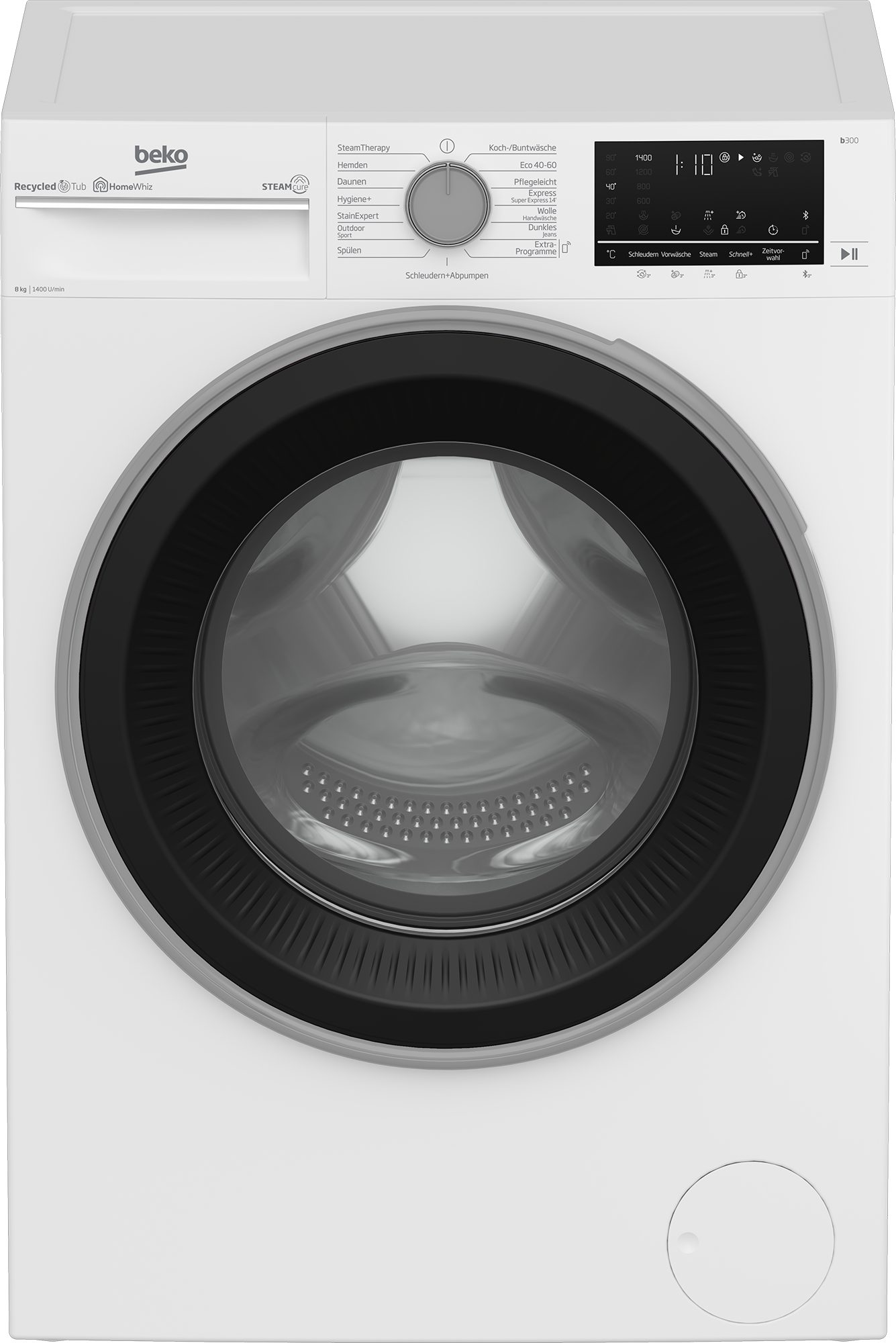 1400 Waschmaschine BEKO U/min, 99% allergenfrei kg, - b300 SteamCure B3WFU58415W1, 8