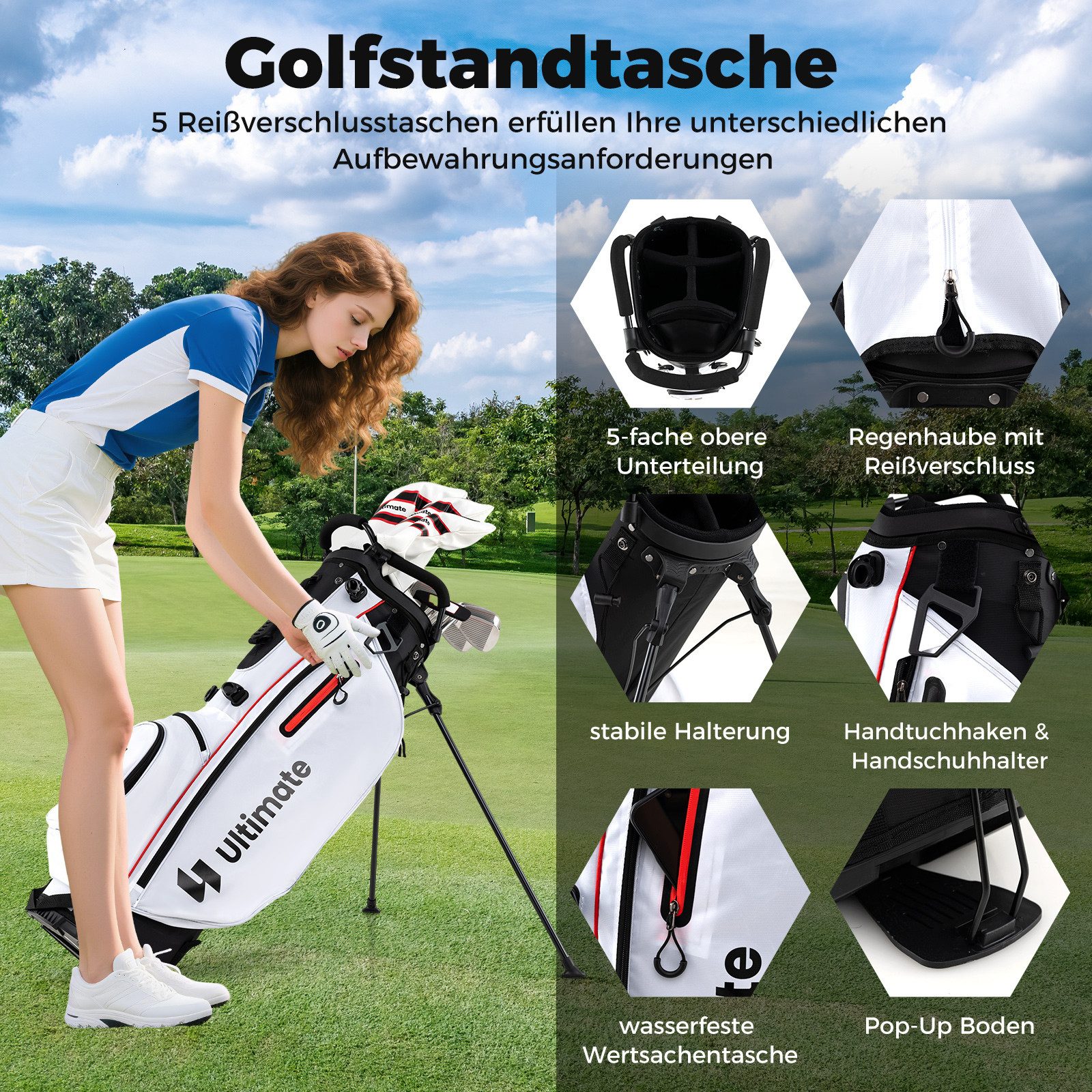 COSTWAY Golfschläger + Golfbag, komplettes Damen Golfschläger Set, 9/11 teilige