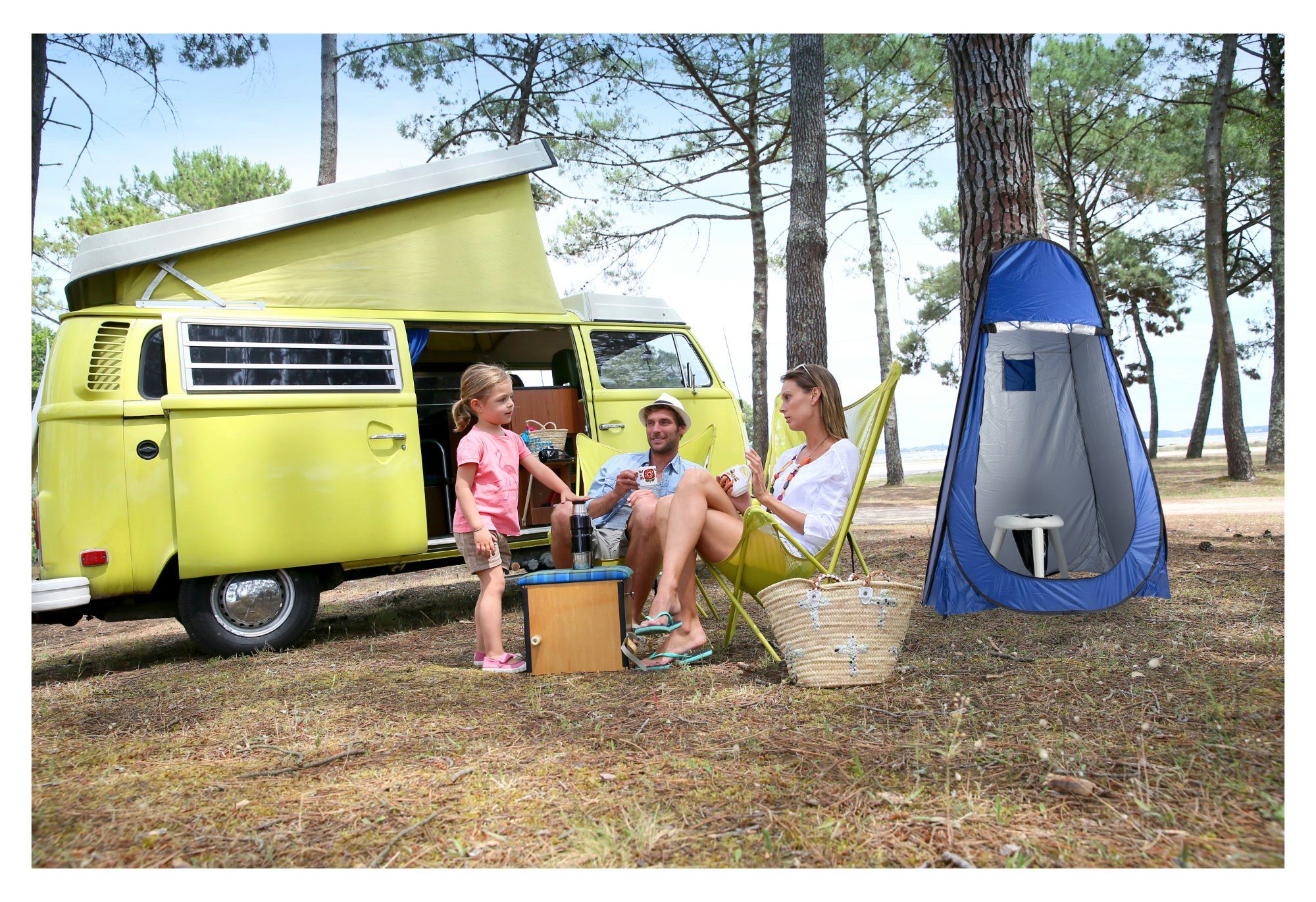 Stagecaptain Campingtoilette Quixie Toilet - Festival- und Reisetoilette, (Quixie Privacy Set, 2-St., inkl. Sichtschutz-Zelt & 10 Auffangbeutel), für Kinder und Erwachsene - Mit Handwaschsprayer