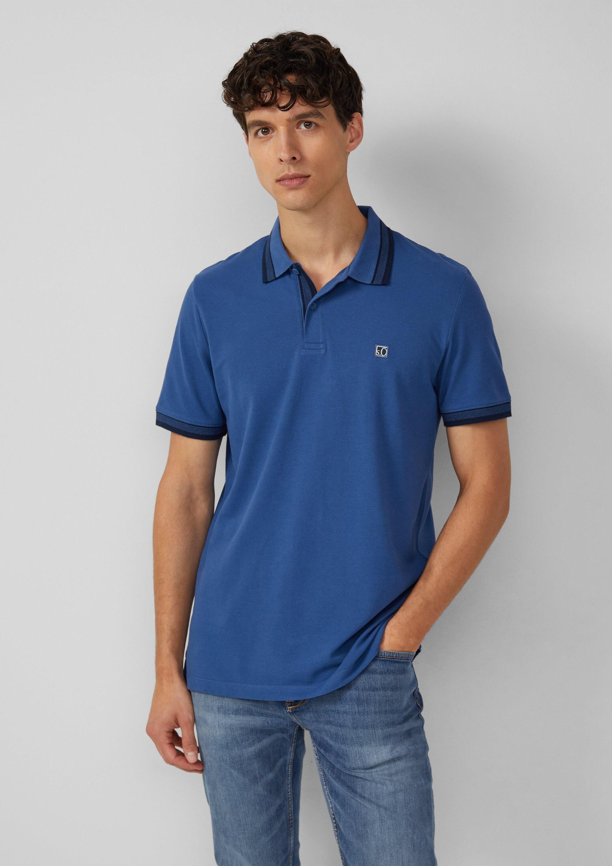 s.Oliver Kurzarmshirt Polo-Shirt Poloshirt aus Baumwollpiqué mit Kontrast-D günstig online kaufen