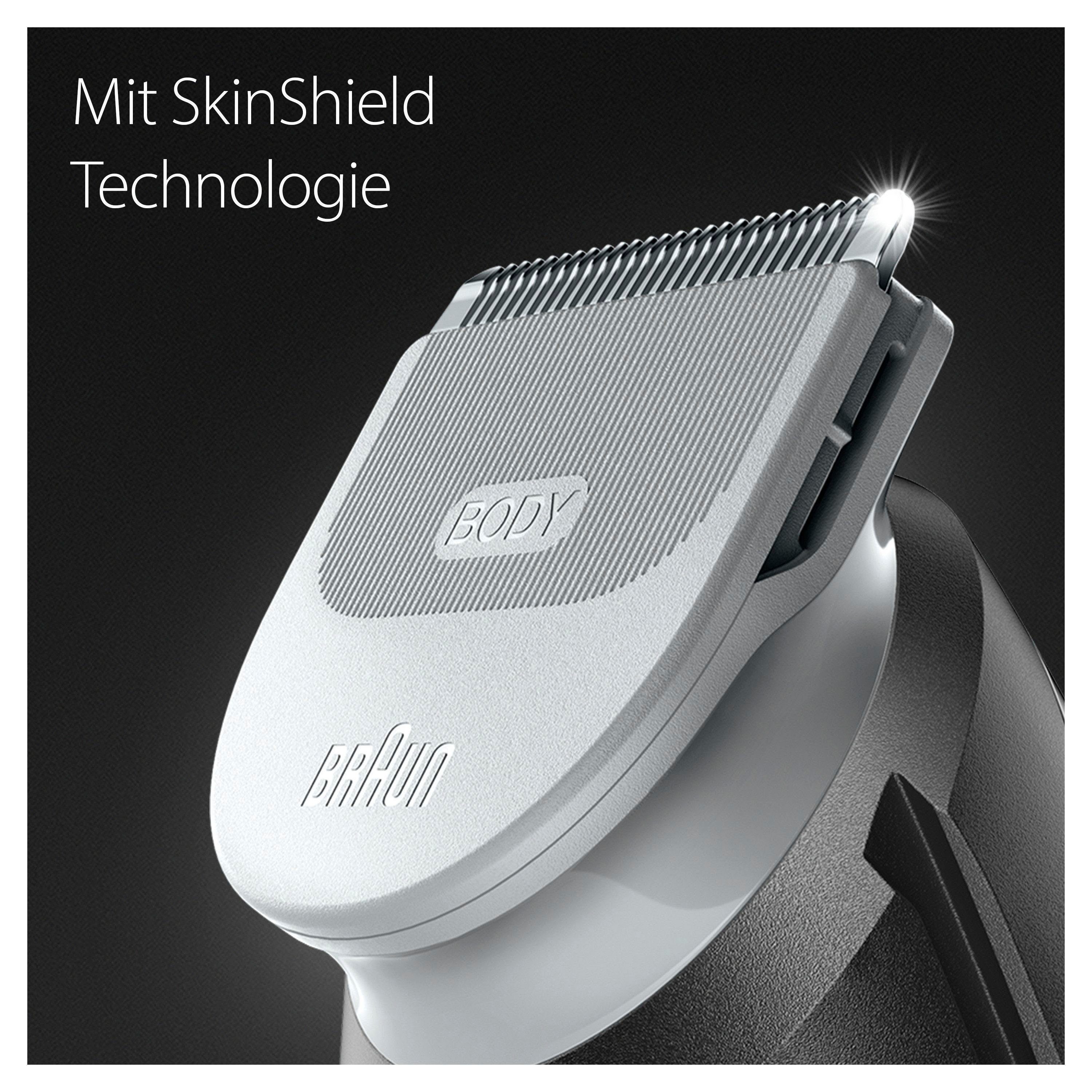 Haarschneider Abwaschbar BG3340, Braun Bodygroomer SkinShield-Technologie,