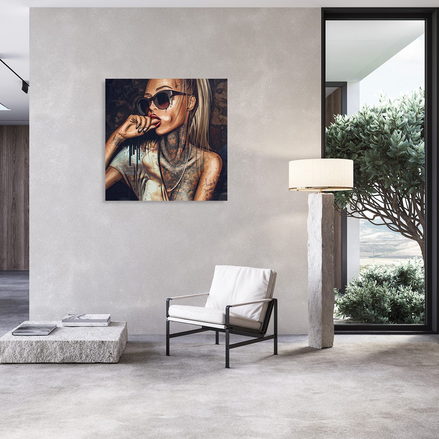 Affengeilebilder Leinwandbild Sexy Tattoo Girl auf Keilrahmen gespannt, (1 St), Kunstdruck Wandbild Bild in verschiedenen Formaten