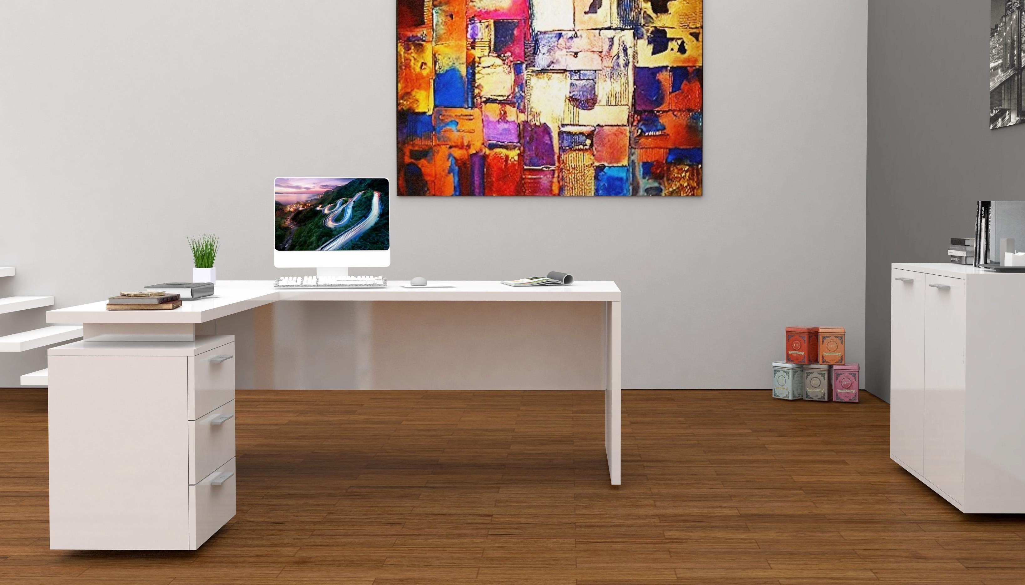 INOSIGN Eckschreibtisch New Selina, Schreibtisch, Schubkästen, günstig online kaufen