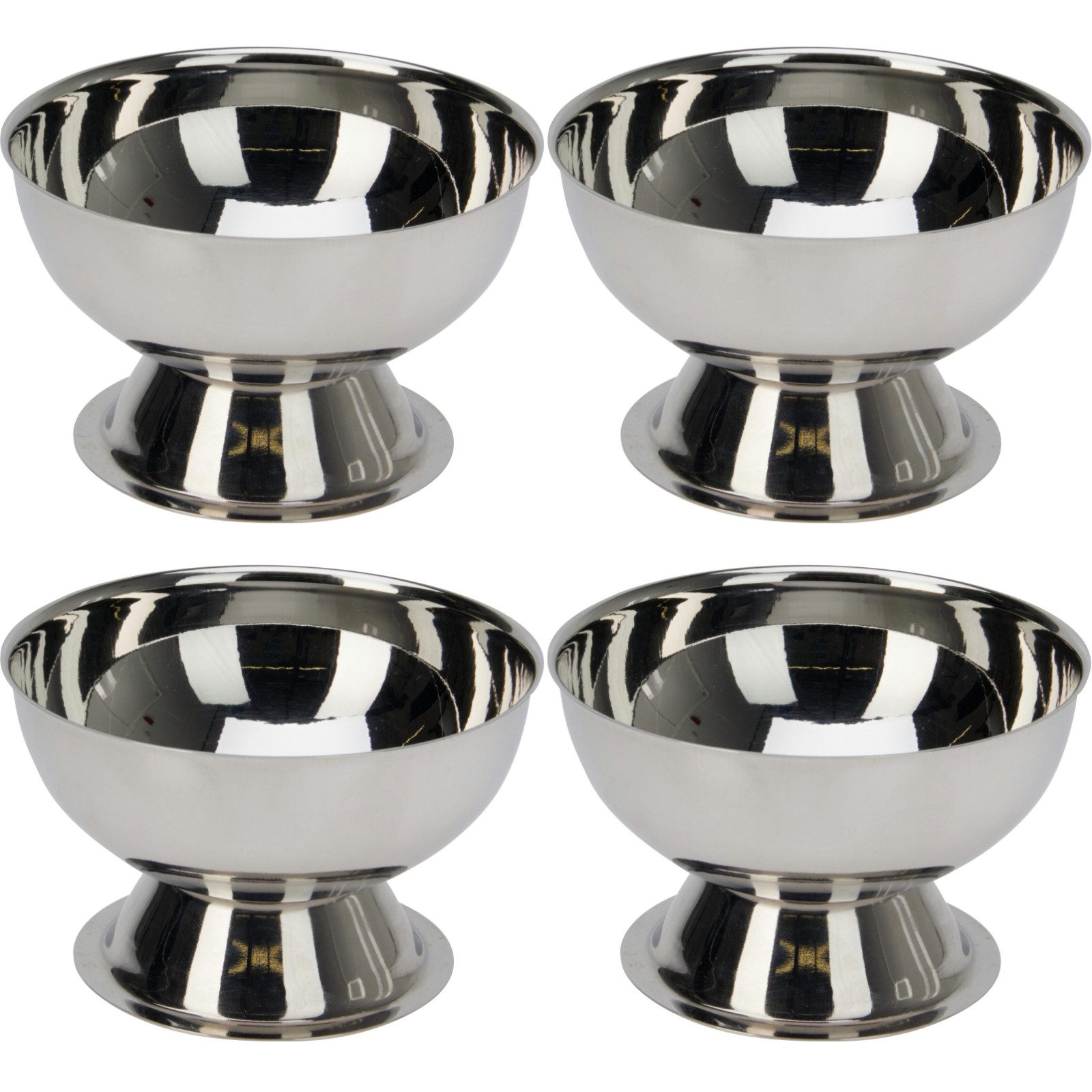 Koopman Eisschale 170 ml Edelstahl 9x6 cm 4 er Set, Edelstahl, (Set, 4-tlg), Edelstahl, 170ml, Ø 9,5cm, Silberfarbend, Dessert