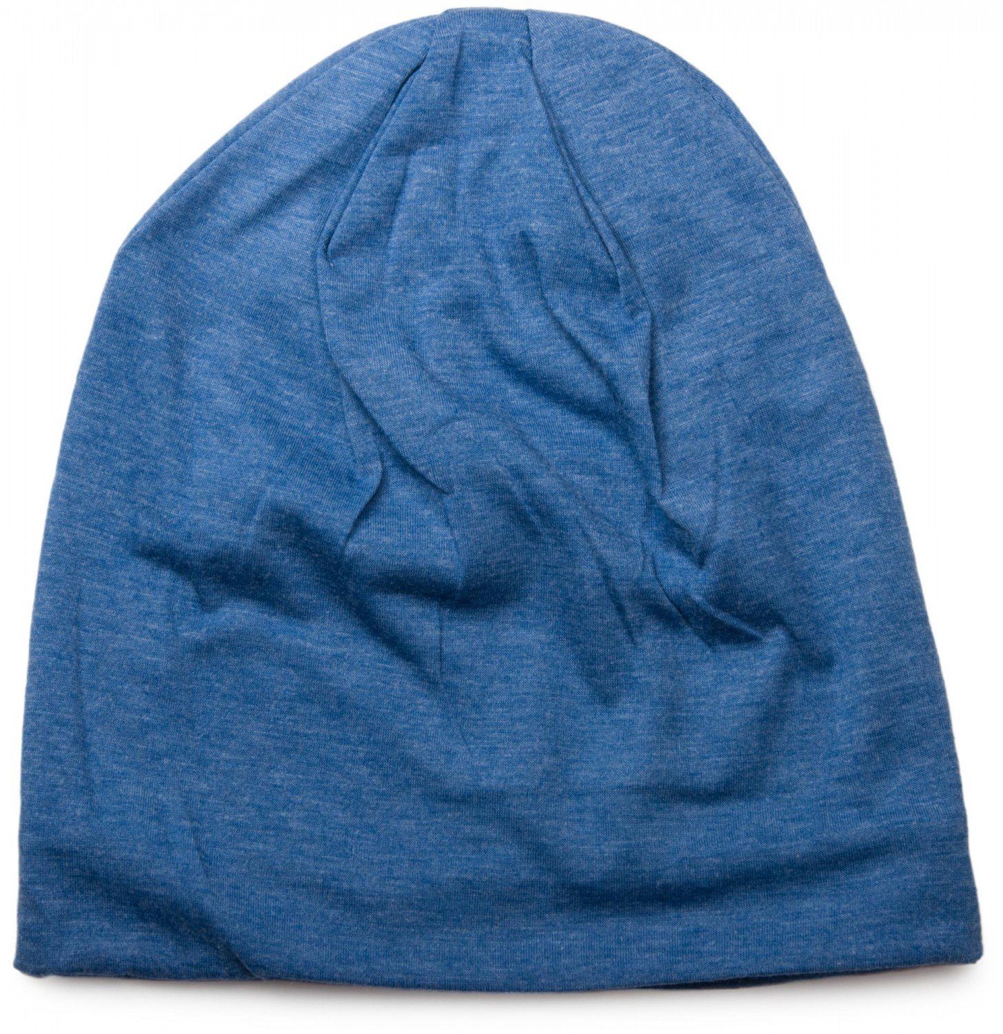 styleBREAKER Beanie (1-St) Unifarbene Beanie mit Fleece meliert Blau Mütze