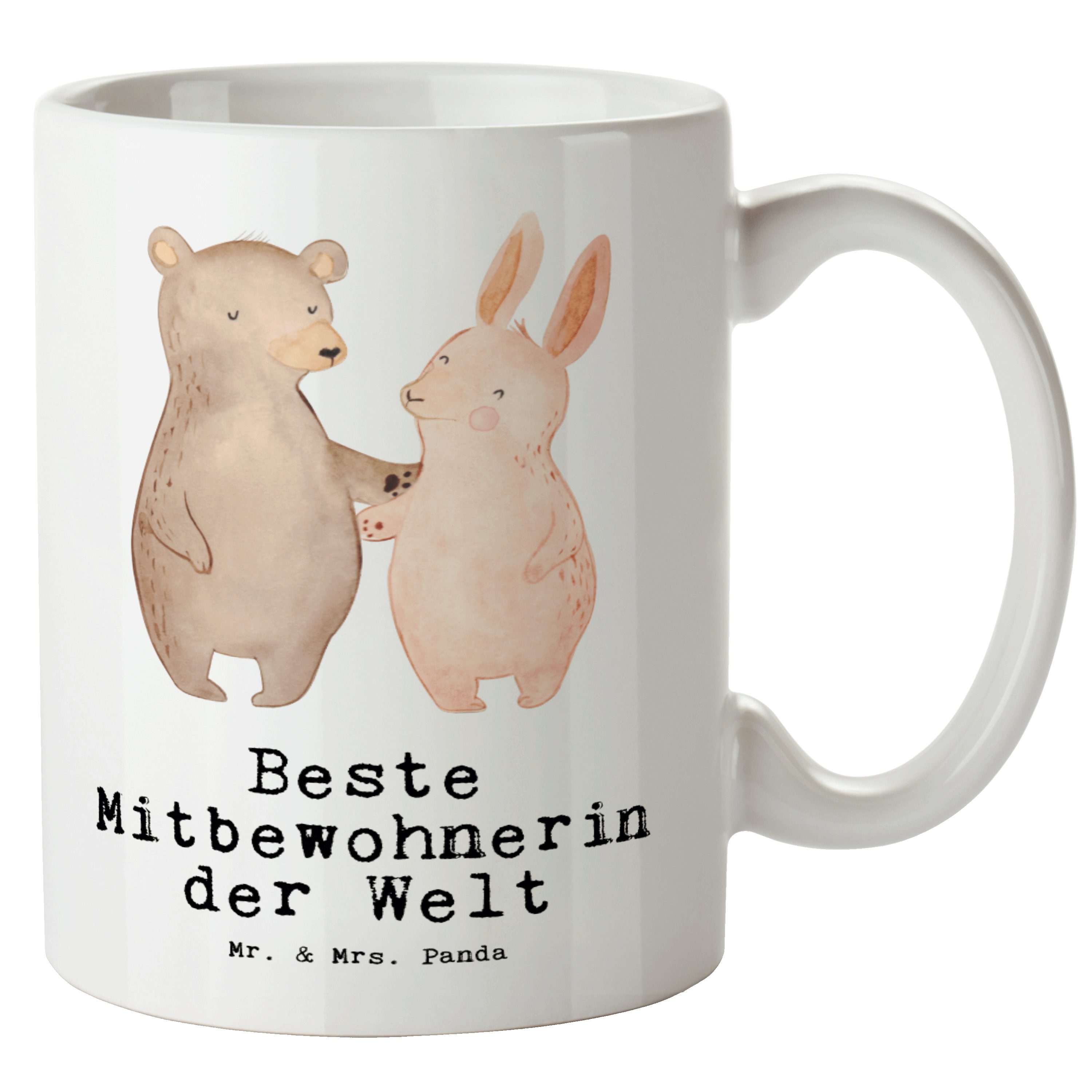 Mr. & Mrs. Panda Tasse Hase Beste Mitbewohnerin der Welt - Weiß - Geschenk, Stubenkameradin, XL Tasse Keramik