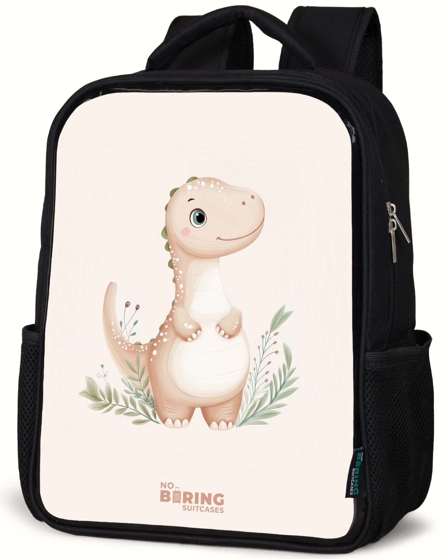 Rucksack Beigefarbener Dinosaurier mit grünen Blättern