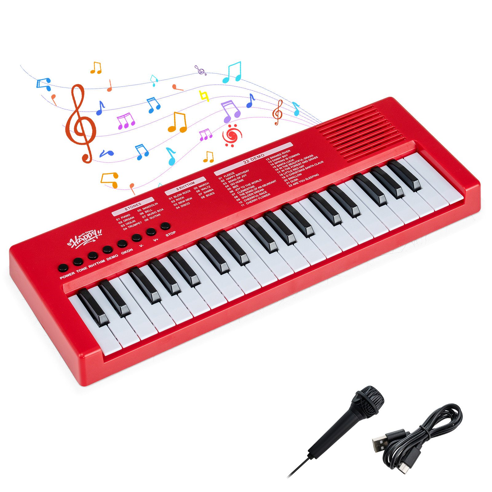 COSTWAY Home-Keyboard (1-St), Kinder Klavier Keyboard, 37 Tasten E-Piano, tragbar