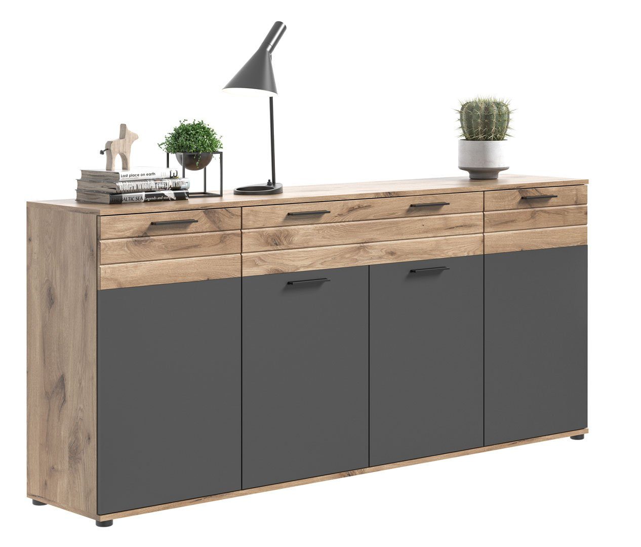 xonox.home Sideboard Mason Sideboard 4 Türen, 1 Schublade Eiche dekor.