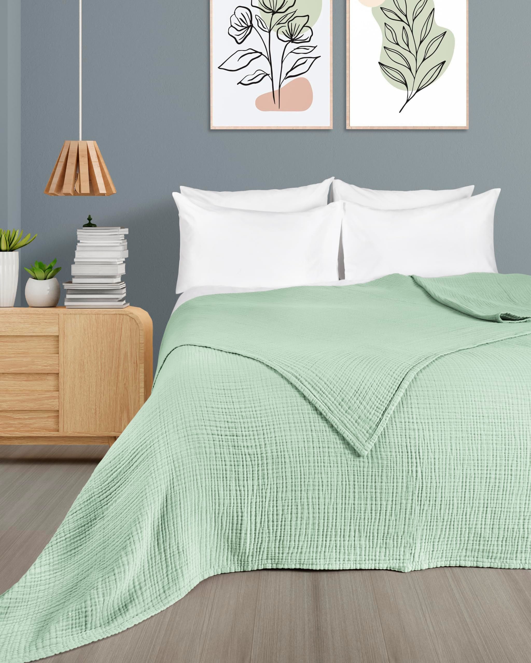 Laynenburg Tagesdecke Musselin aus 100% Baumwolle – Baumwolldecke, Kuscheldecke, Wohndecke als Sommerdecke, Bett-Überwurf, Couch-Überwurf, Sofa-Decke