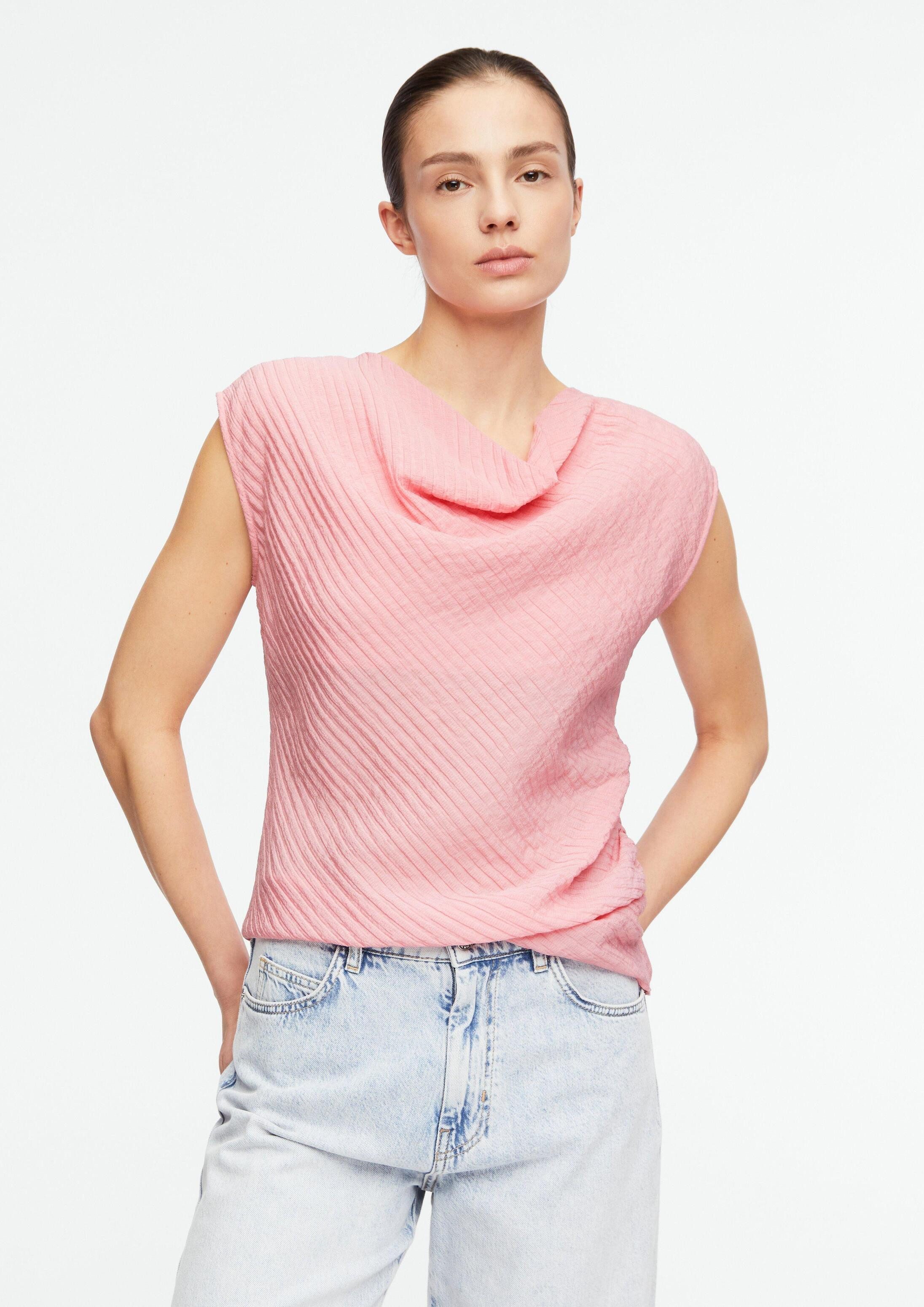 comma Blusentop Bluse Strukturiertes Top mit Raffung