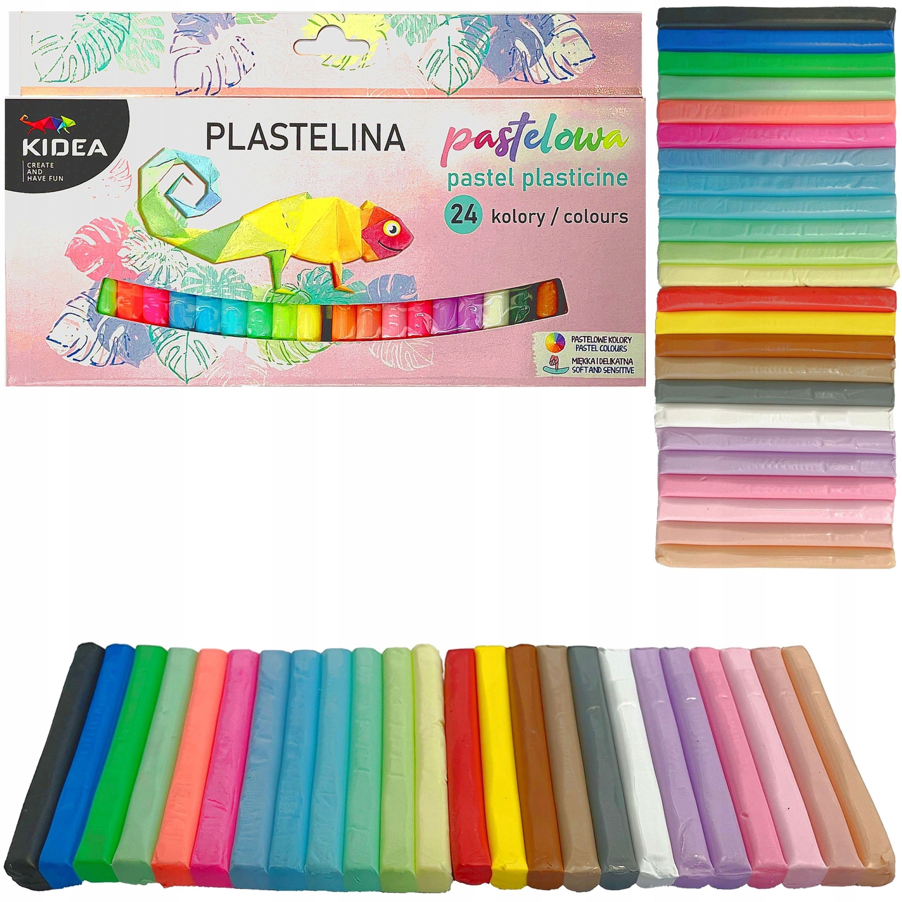 Kidea Knete Kidea Schulplastilin 24 Pastellfarben, Elastisch, Ungiftig, 250g (24-tlg)