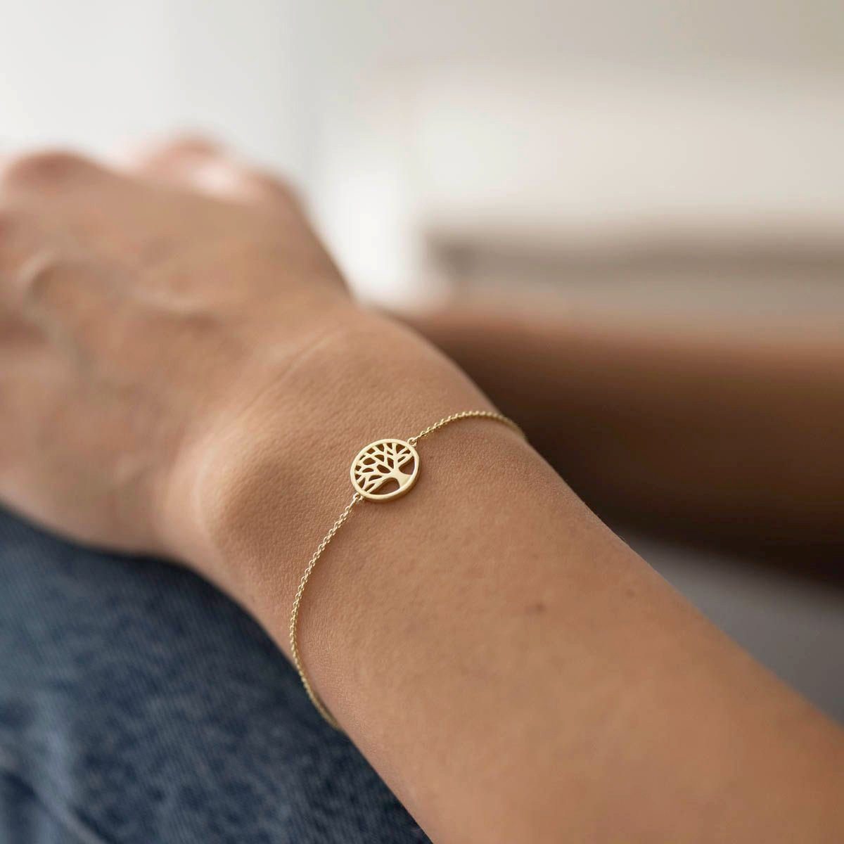 Materia Armkette Damen Lebensbaum Gold 16-19,5cm günstig online kaufen