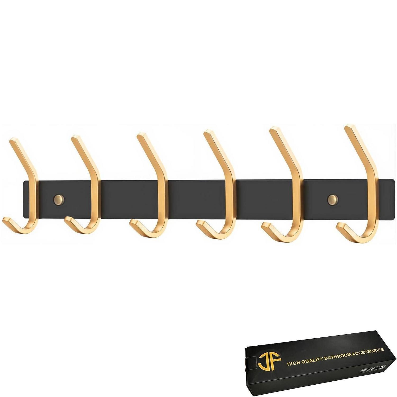 LuxusKollektion Kleiderhaken Kleiderhaken Wand 6 Haken Schwarz Gold, (6-St)
