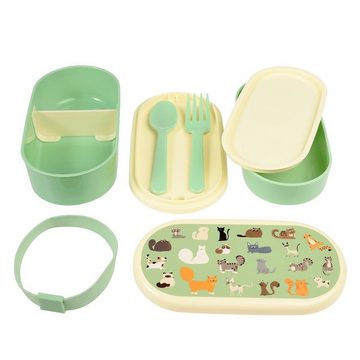 Rex London Lunchbox Bento Brotdose Nine Lives Gabel Löffel Brotbüchse Vesperdose