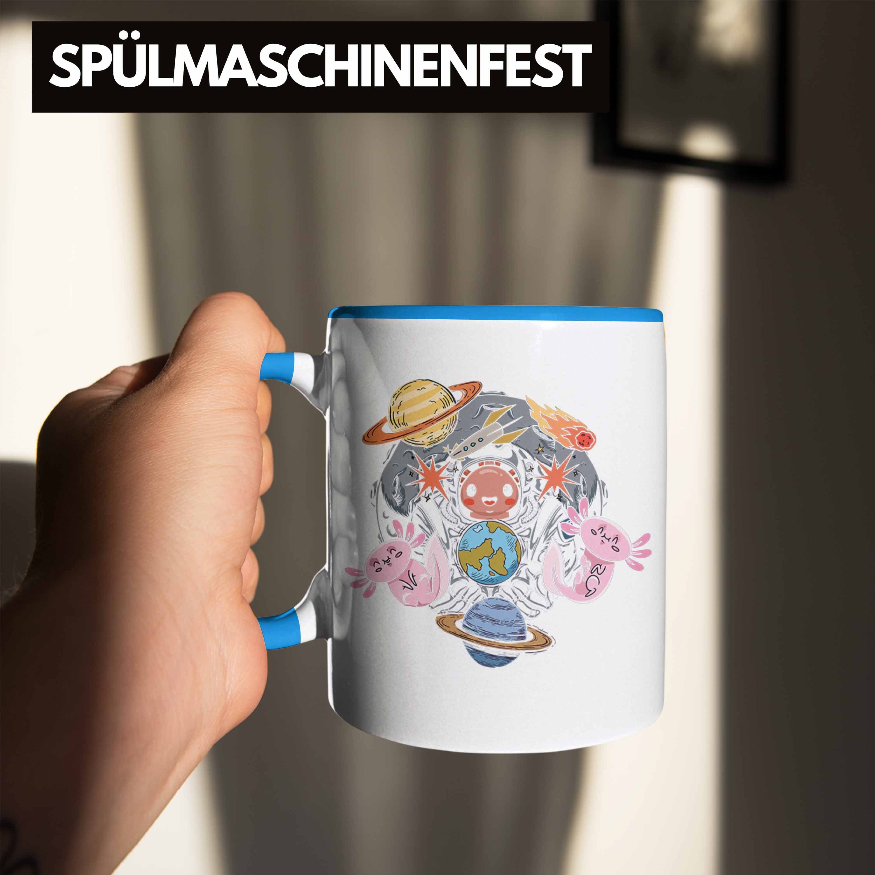 Coole Geschenkidee Axolotl Grafik Geschenk Trendation Blau Tasse Lustig - Tasse Tiere Schwanzlurch Trendation